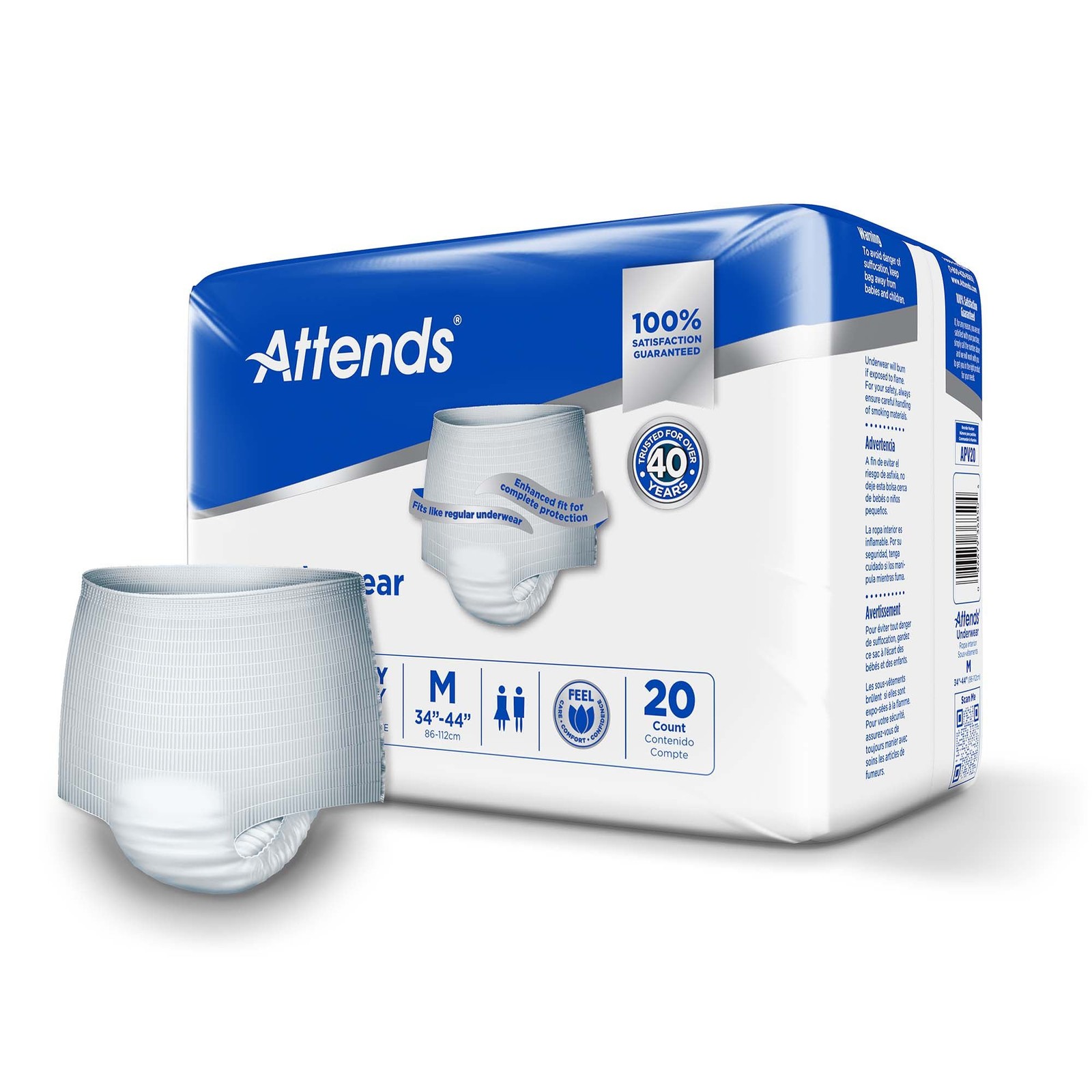 Attends Disposable Underwear Medium Moderate 80 Ct