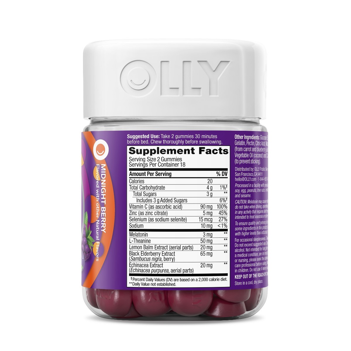 OLLY Immunity Sleep + Elderberry Multivitamins Gummies – Midnight Berry – 36ct