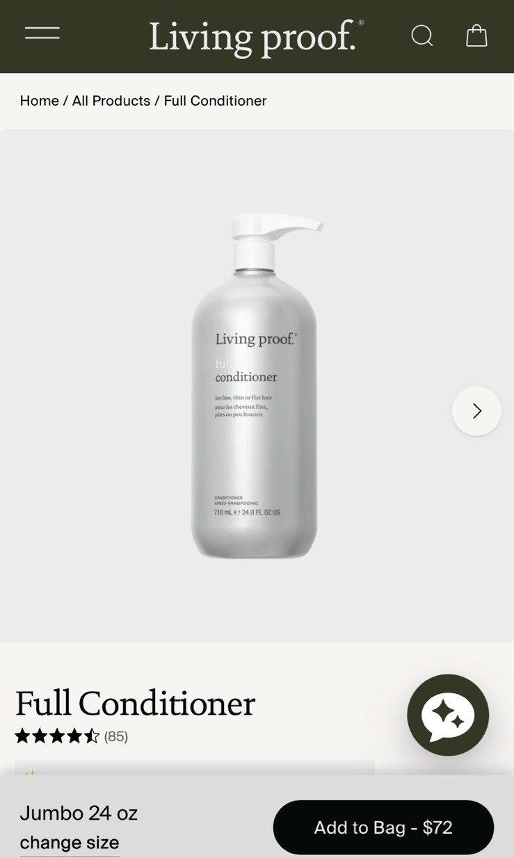 NEW~ Living Proof Full Volumizing Conditioner, Color Safe, 24 fl oz, Jumbo Size