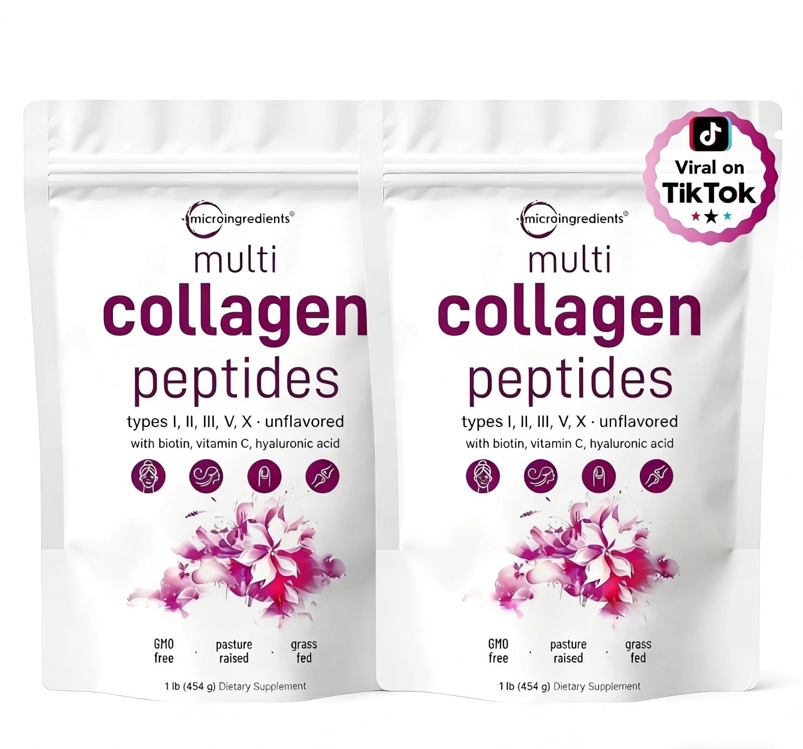 Multi Collagen Peptides Powder 2 lb Hydrolyzed Protein Peptide Type I,II,III,V,X