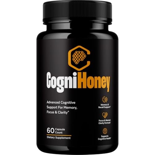 CogniHoney Brain Memory Focus Supplement Nootropic Capsules 1 Pack 60Ct