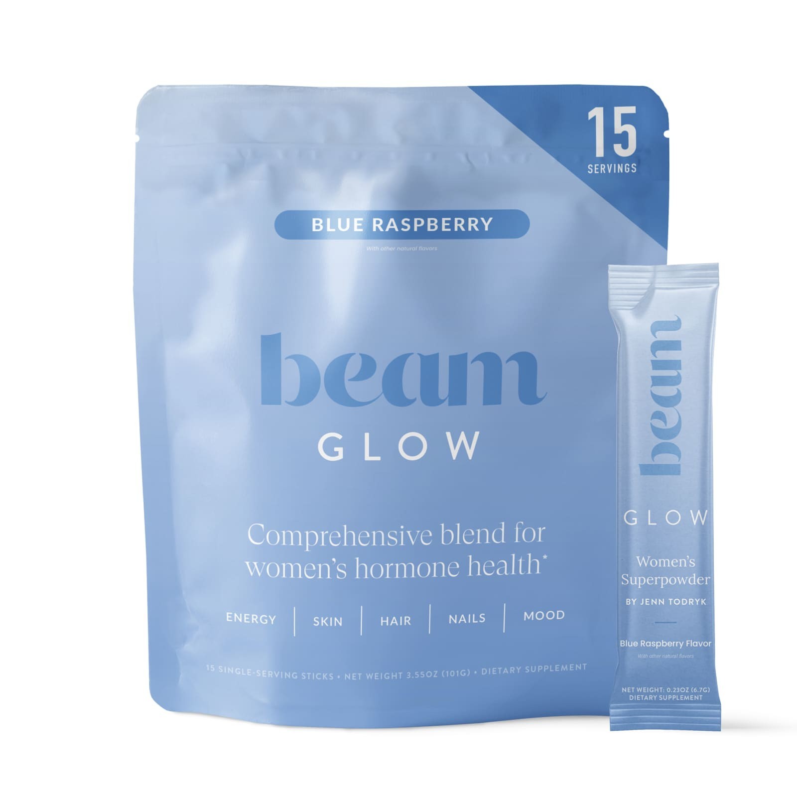 Beam Glow, Blue Raspberry, 15 Stick Packs, 0.22 oz (6.3 g) Each