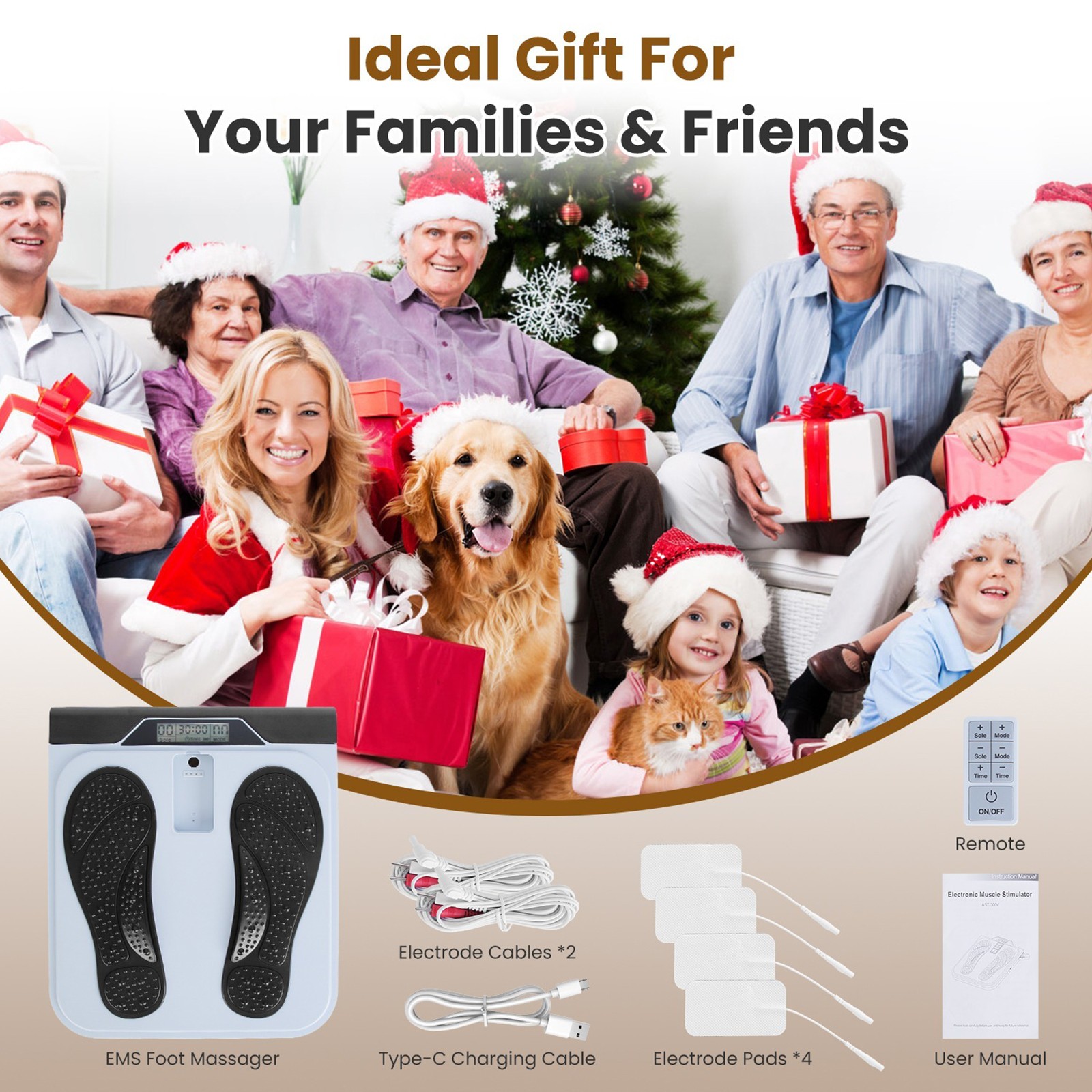 Foot Circulation Stimulator TENS EMS Massager Feet Circulation Machine 10 Modes