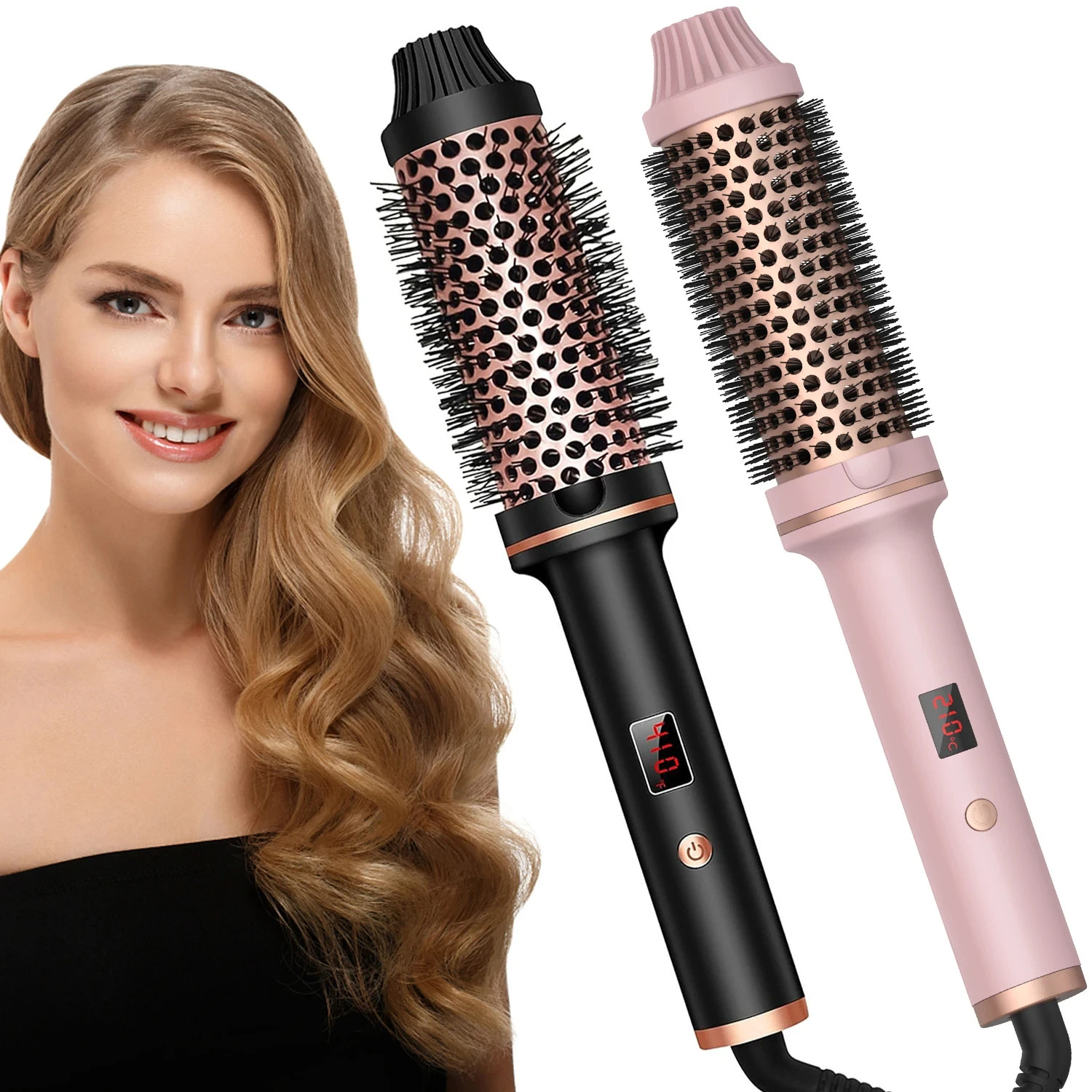Valentine Gift Electric Hair Curler Straightener Brush Hot Comb Curling Iron