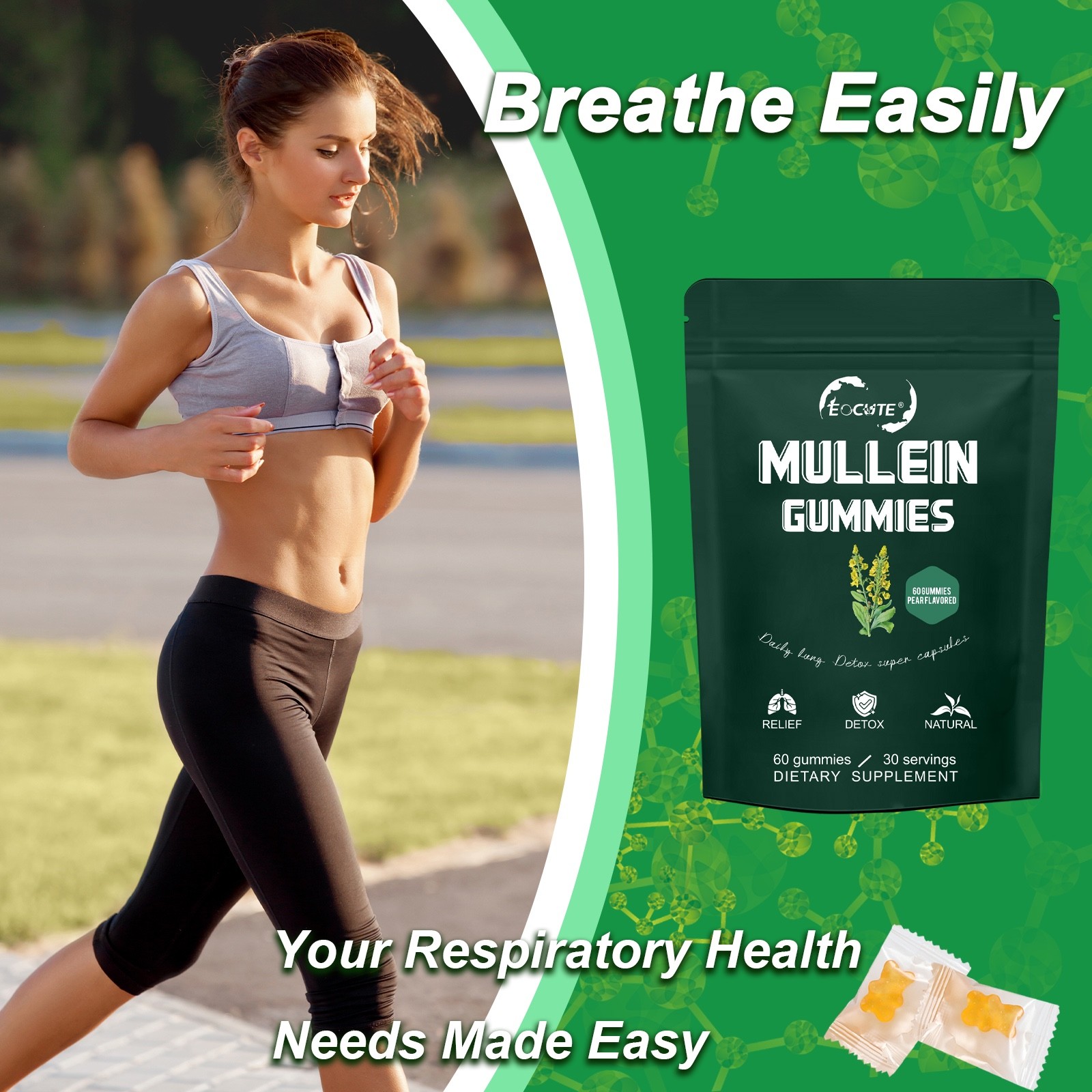 Mullein Leaf Extract Gummies for Lung Cleanse, Extra Strength 10000 MG NEW