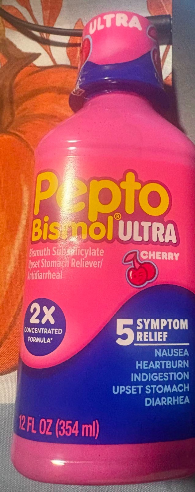 Pepto Bismol Cherry Ultra Liquid 12 Fl Oz, Pack of 3 for Stomach Relief