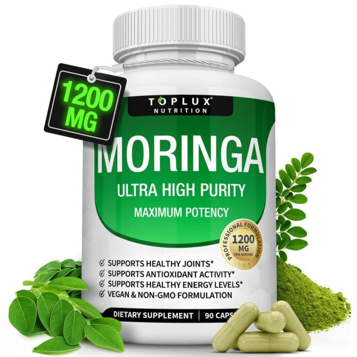 Toplux Moringa 1200mg – Immune & Energy Support, 90 Capsules