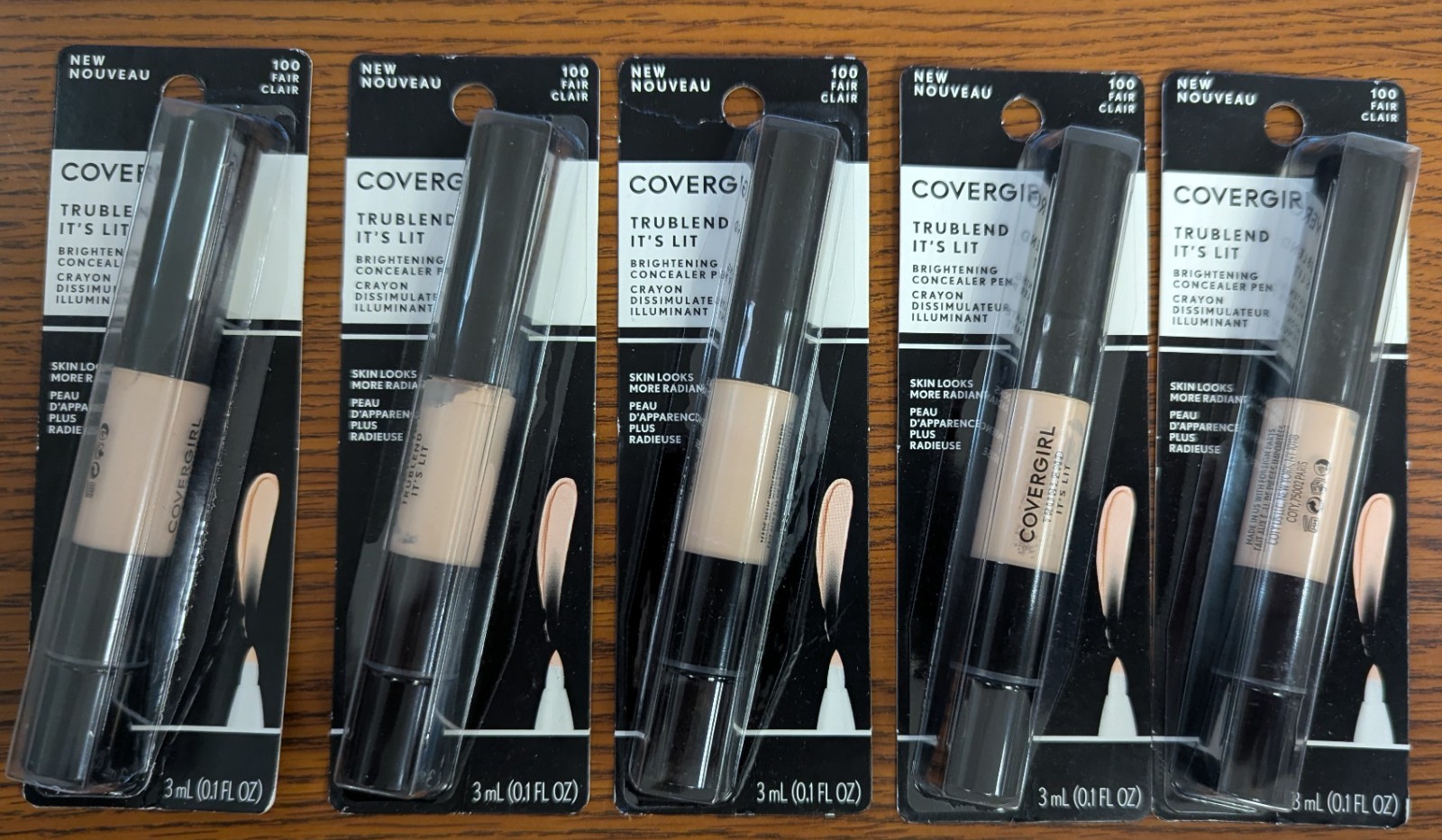LOT OF 5 COVERGIRL TRUBLEND CONCEALER PEN 100 FAIR 0.1fl oz EACH NIP