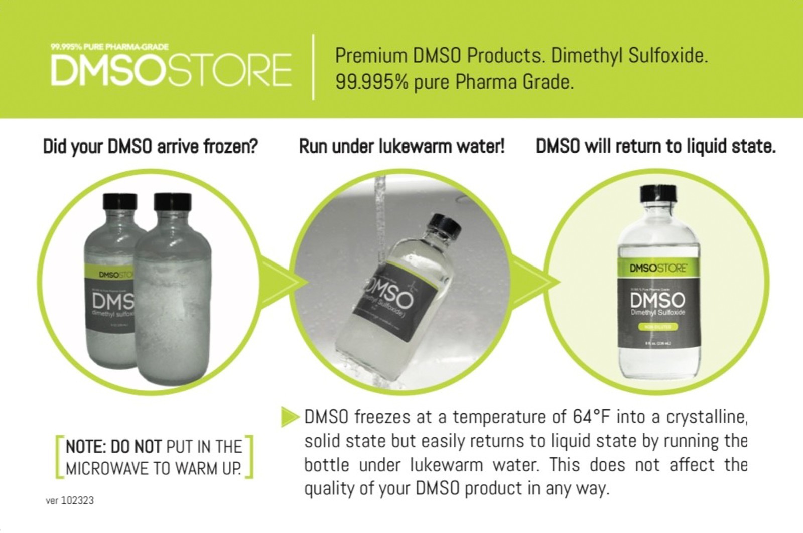 DMSO 16 oz. Pure 99.995% Low odor Sterile USP Pharma Grade Dimethyl Sulfoxide
