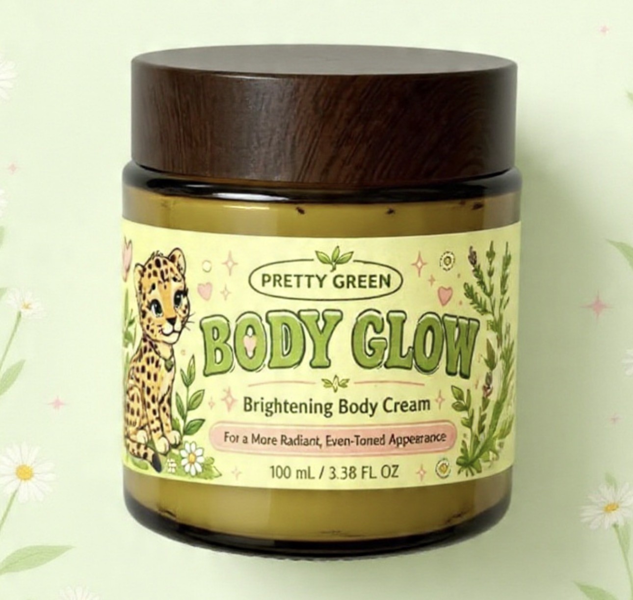 Pretty Green Body Glow Body Cream Moisturizer Brightening 100 mL / 3.38 fl oz
