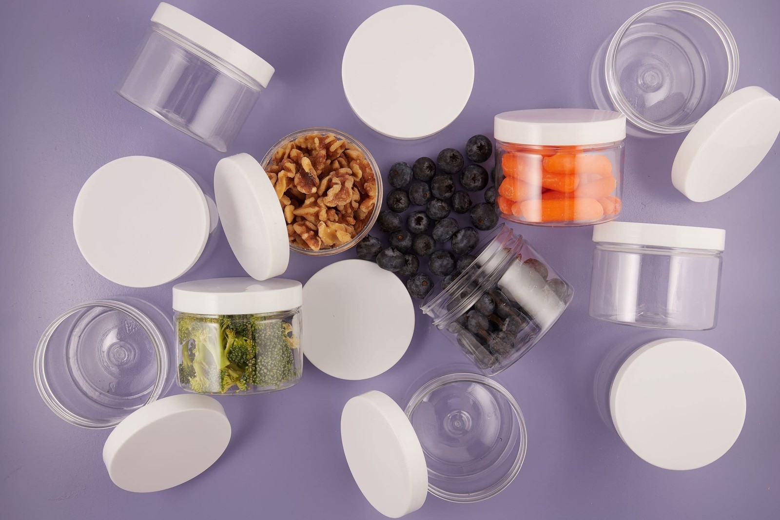 Healthy Packers® Small Plastic Jars with Lids 4 oz 12-Pack Clear Screw-On Tops