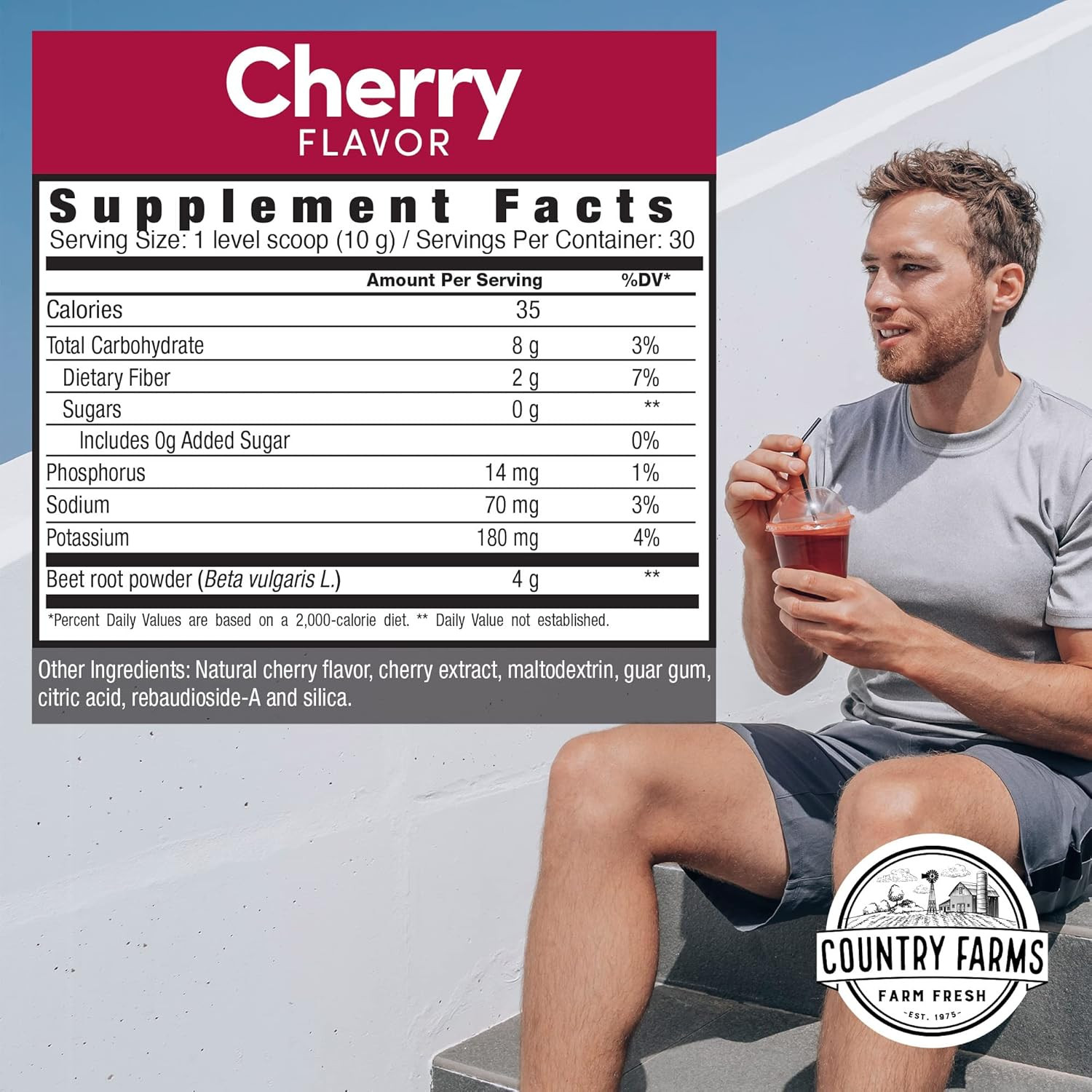 Beet Root Powder Extract Cherry Flavor Circulation Energy Nitric Oxide 30 Sv