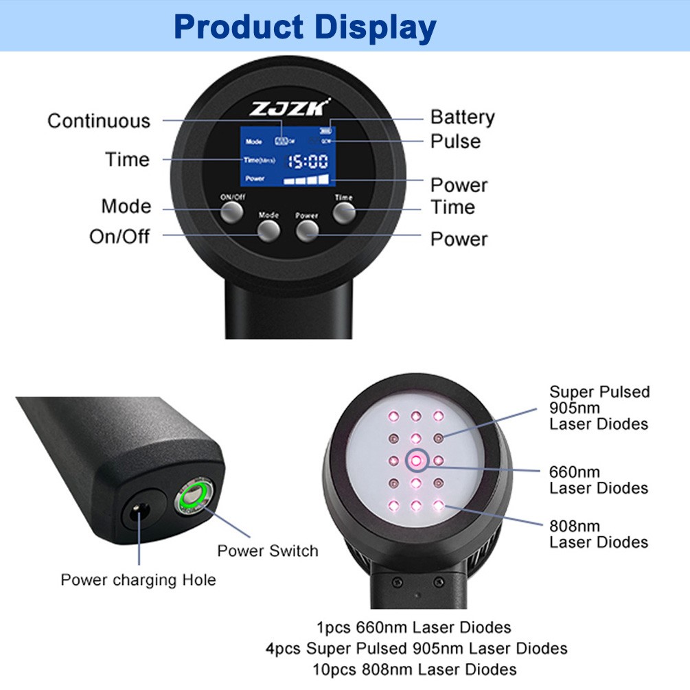 205W Super Pulsed NIR Laser Therapy 905nm*4+808nm*10+660nm*1 for Pain Relief