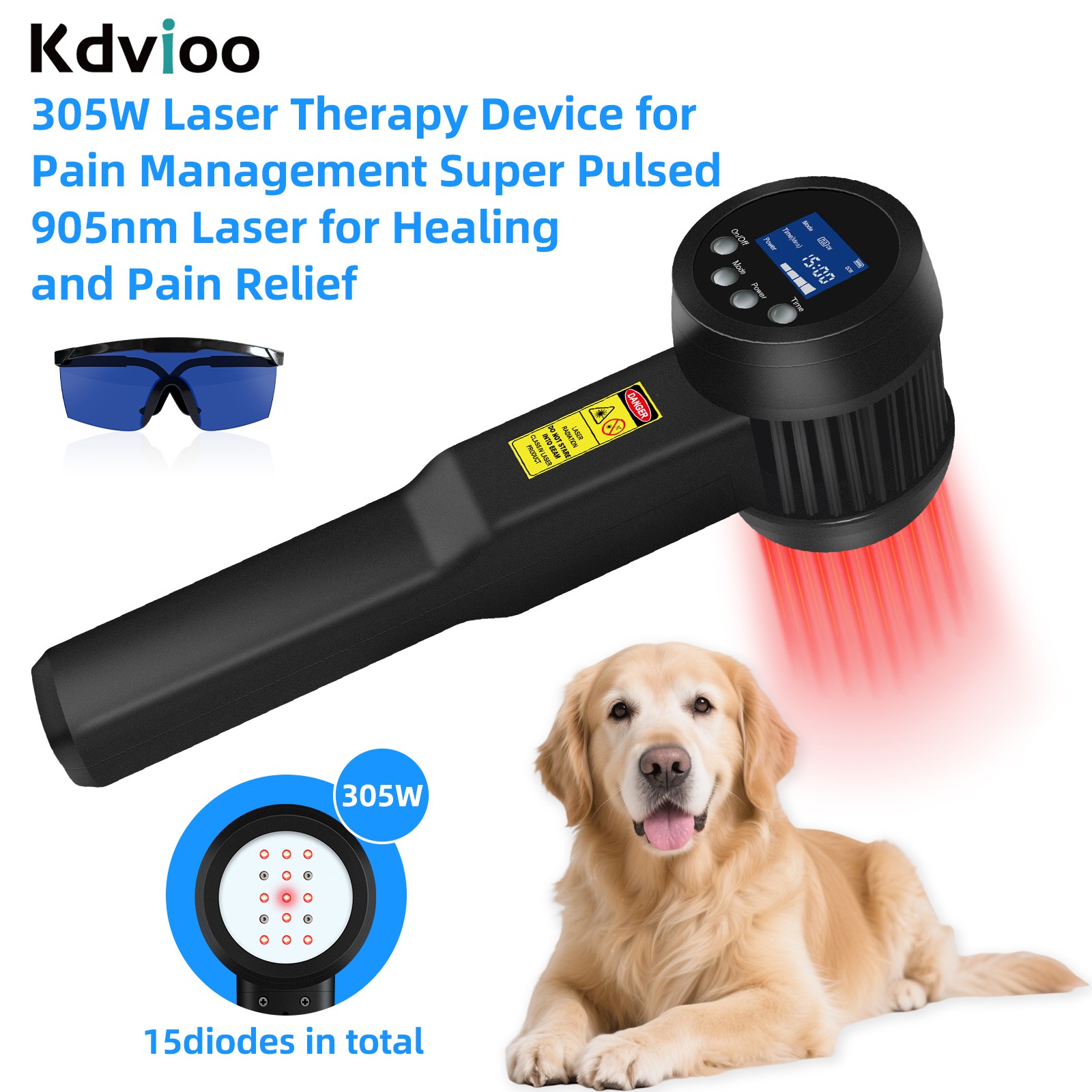 305W Super Pulsed 905nm 808nm LLLT Cold Laser for Nerve Pain Neuropathy Healing
