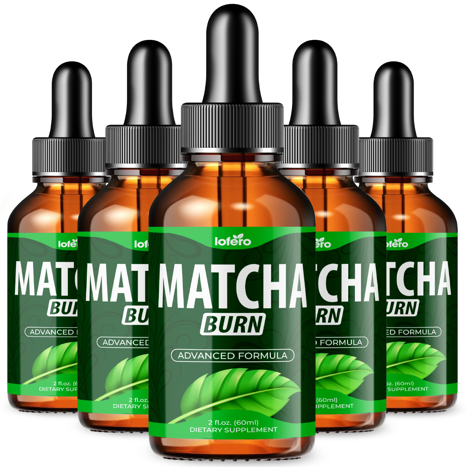 (5 Pack) Matcha Burn For Weight Loss MatchaBurn Liquid Drops Fat Burner (10 oz)