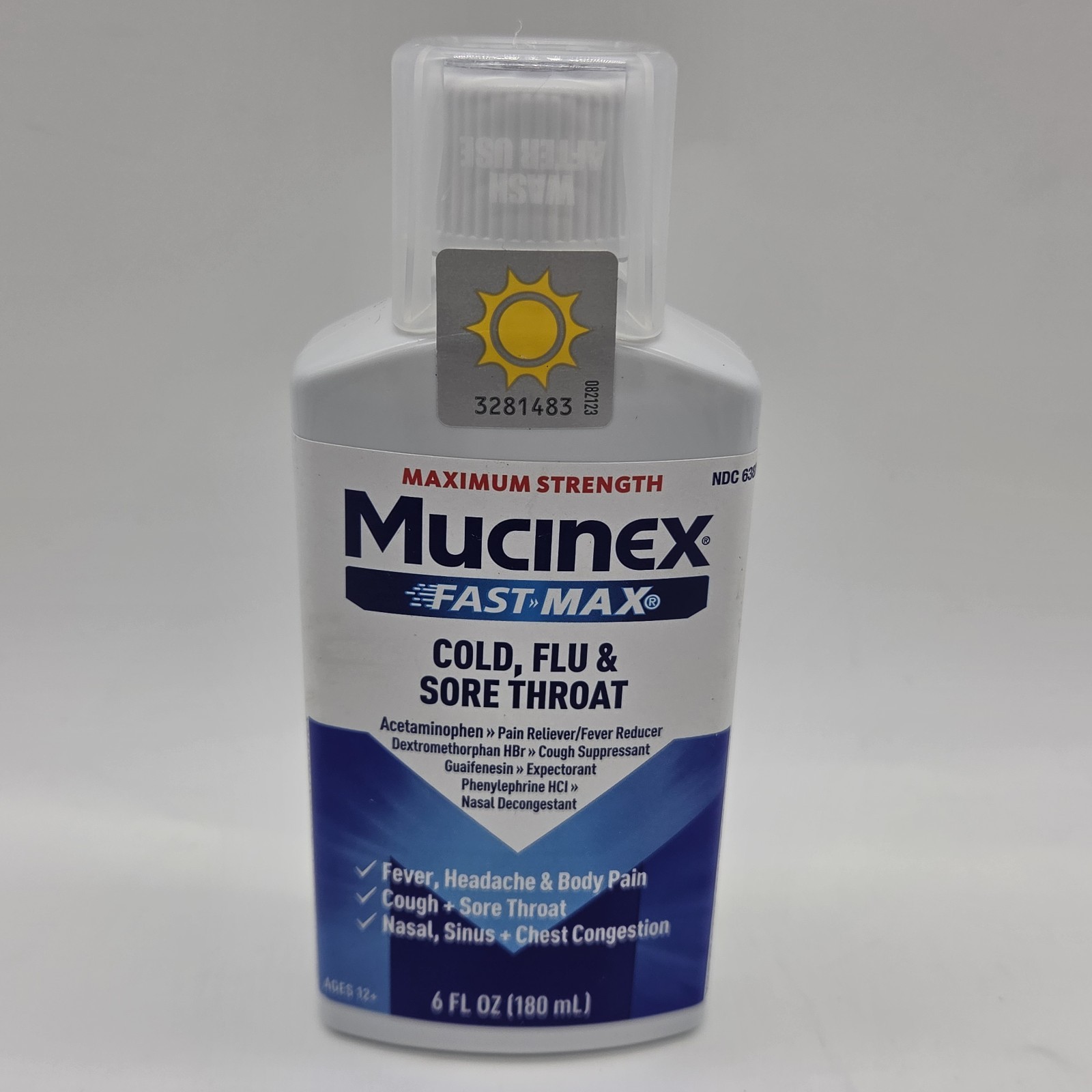Mucinex Fast-Max Cold Flu & Sore Throat 6 oz Maximum Strength Chest Congestion