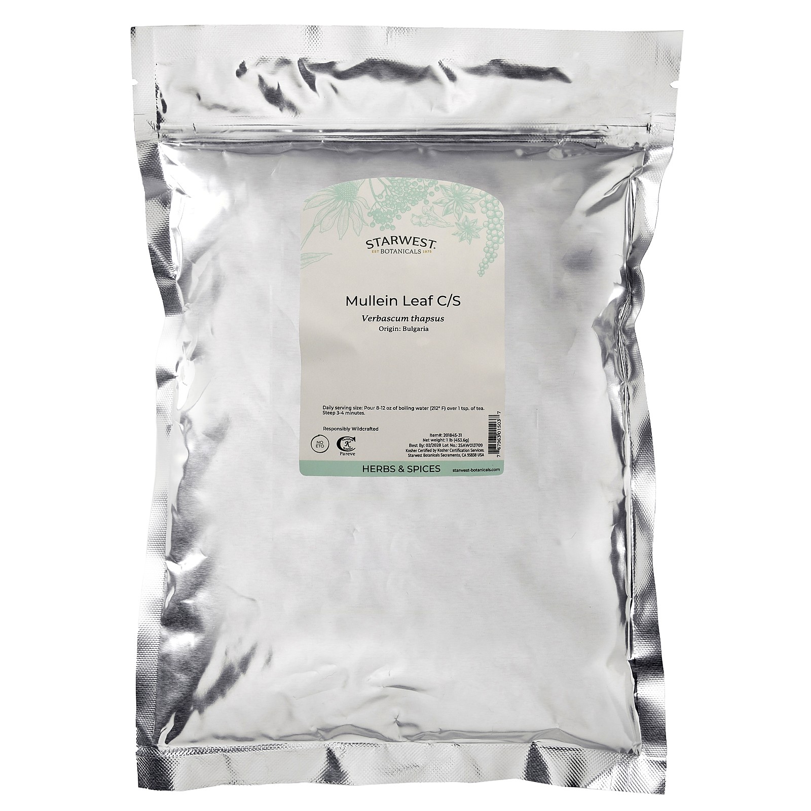 Mullein Leaf C/S, 1 lb (453.6 g)