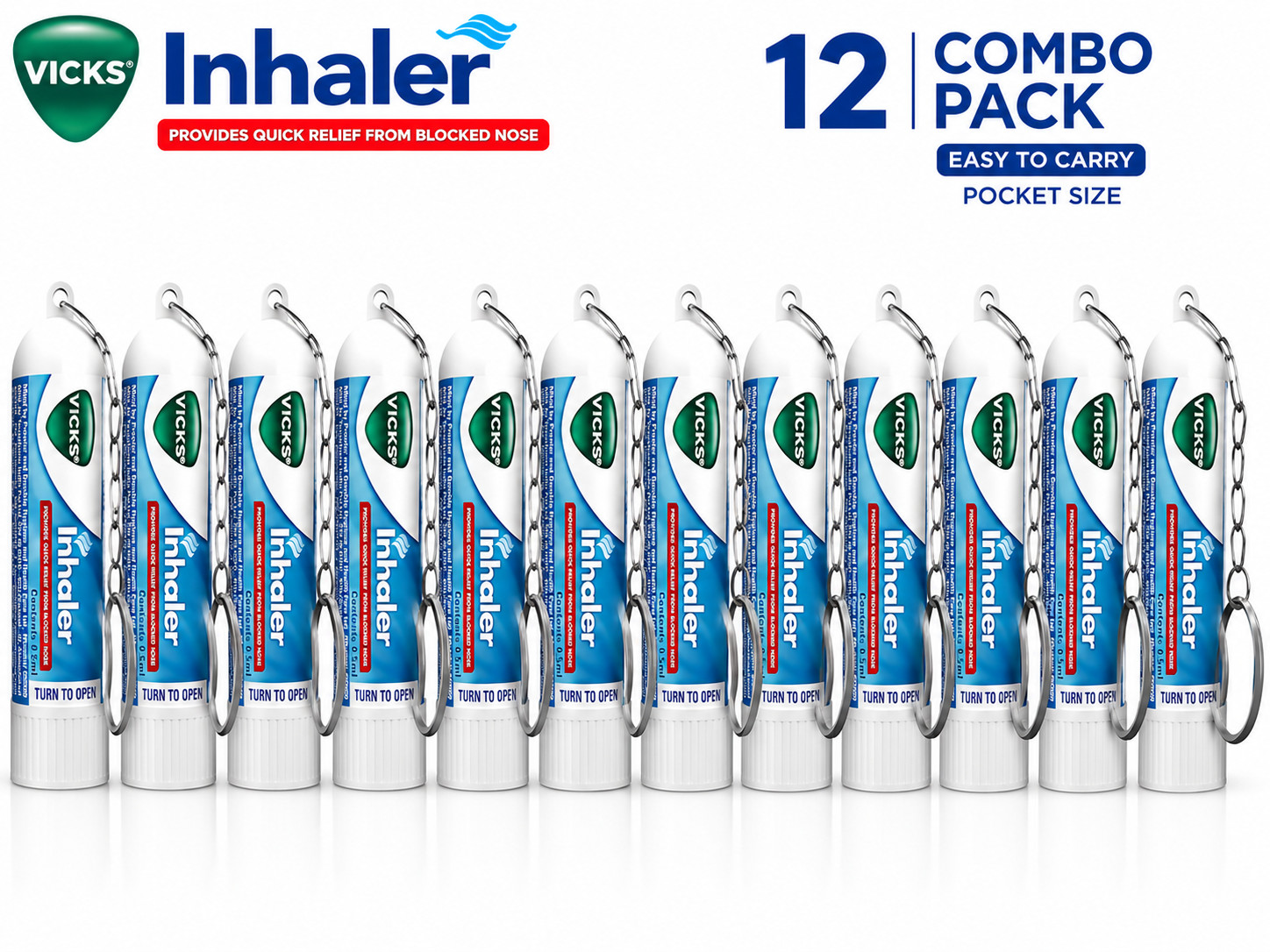 Vicks Nasal Inhaler Tube – 0.5 ml Pack of 12