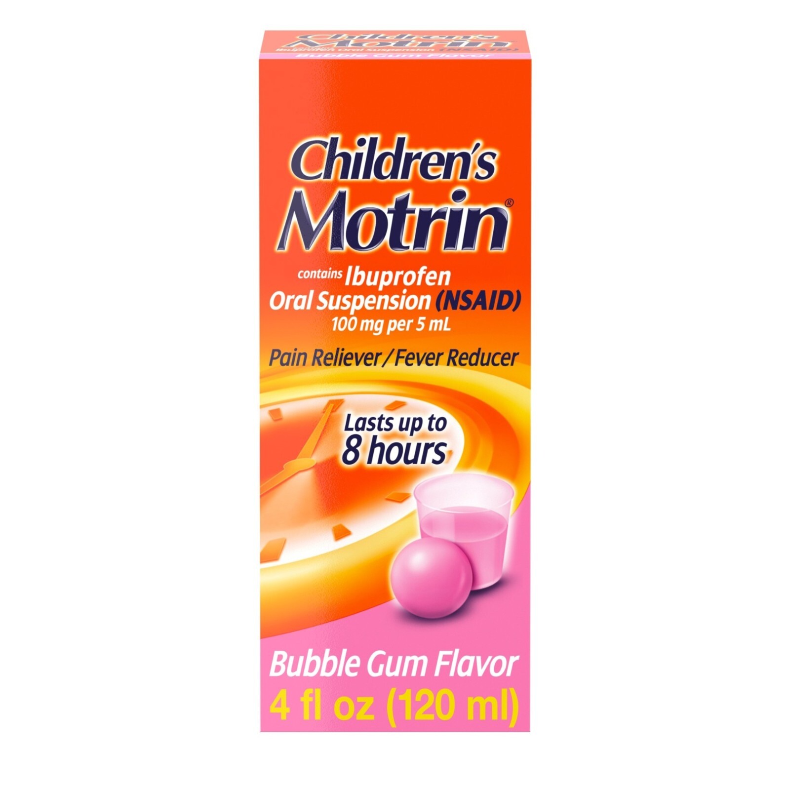Motrin Children’s Pain Relief Liquid Ibuprofen 100 mg / 5 mL Bubble Gum 4 oz.