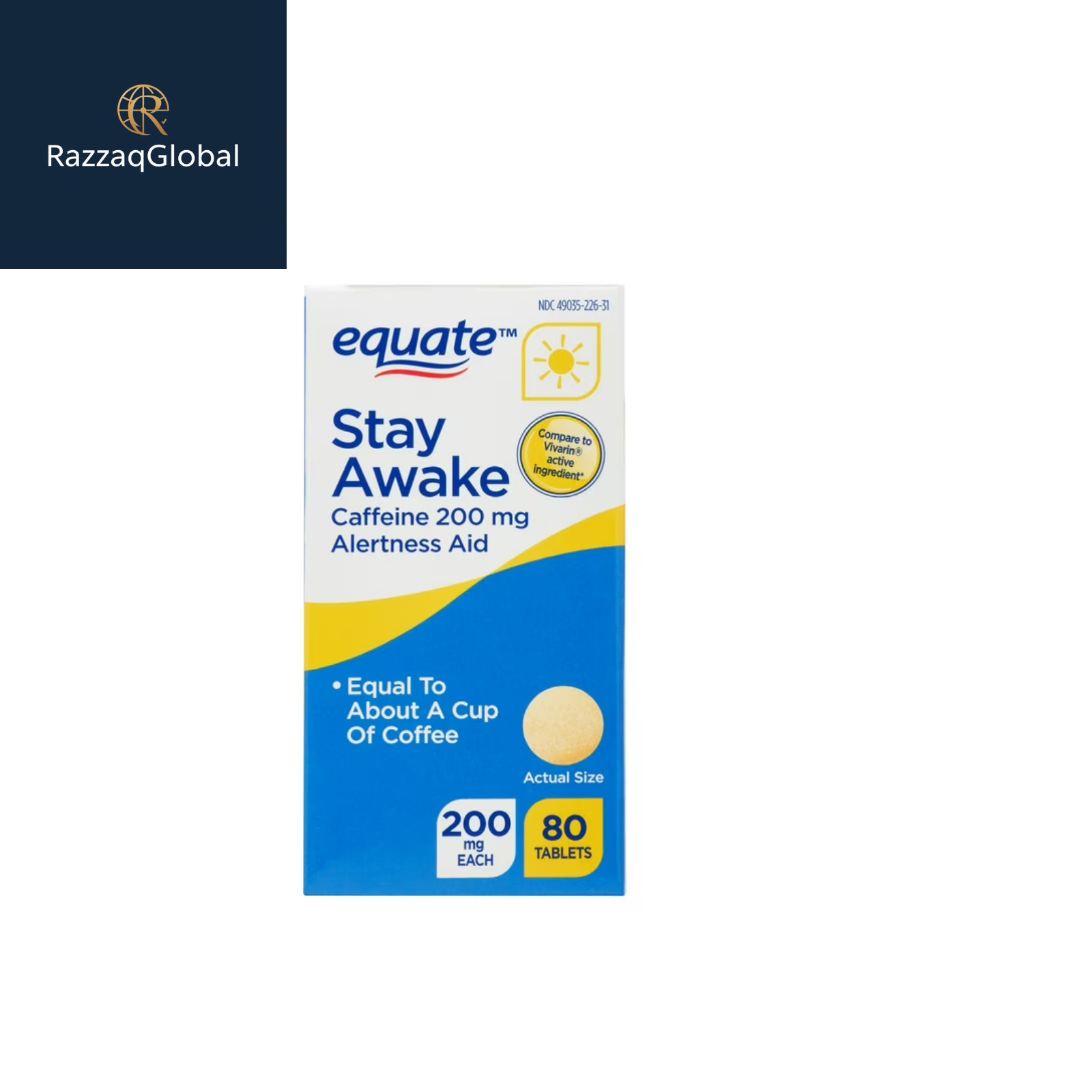 Equate Stay Awake Caffeine 200 mg Tablets, Energy & Mental Focus, 80 Ct