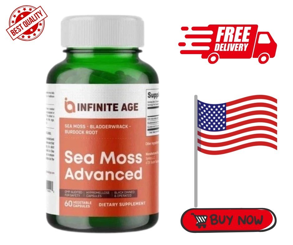 INFINITE AGE 1250mg Sea Moss Advanced Superfood, High-Potency, Vegan – 60 Count