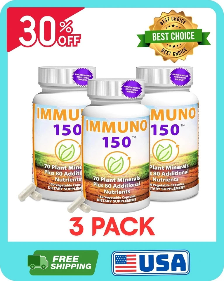 3 Pack Immuno 150, Immune Support Supplement, Packed with 70 Plant Minerals