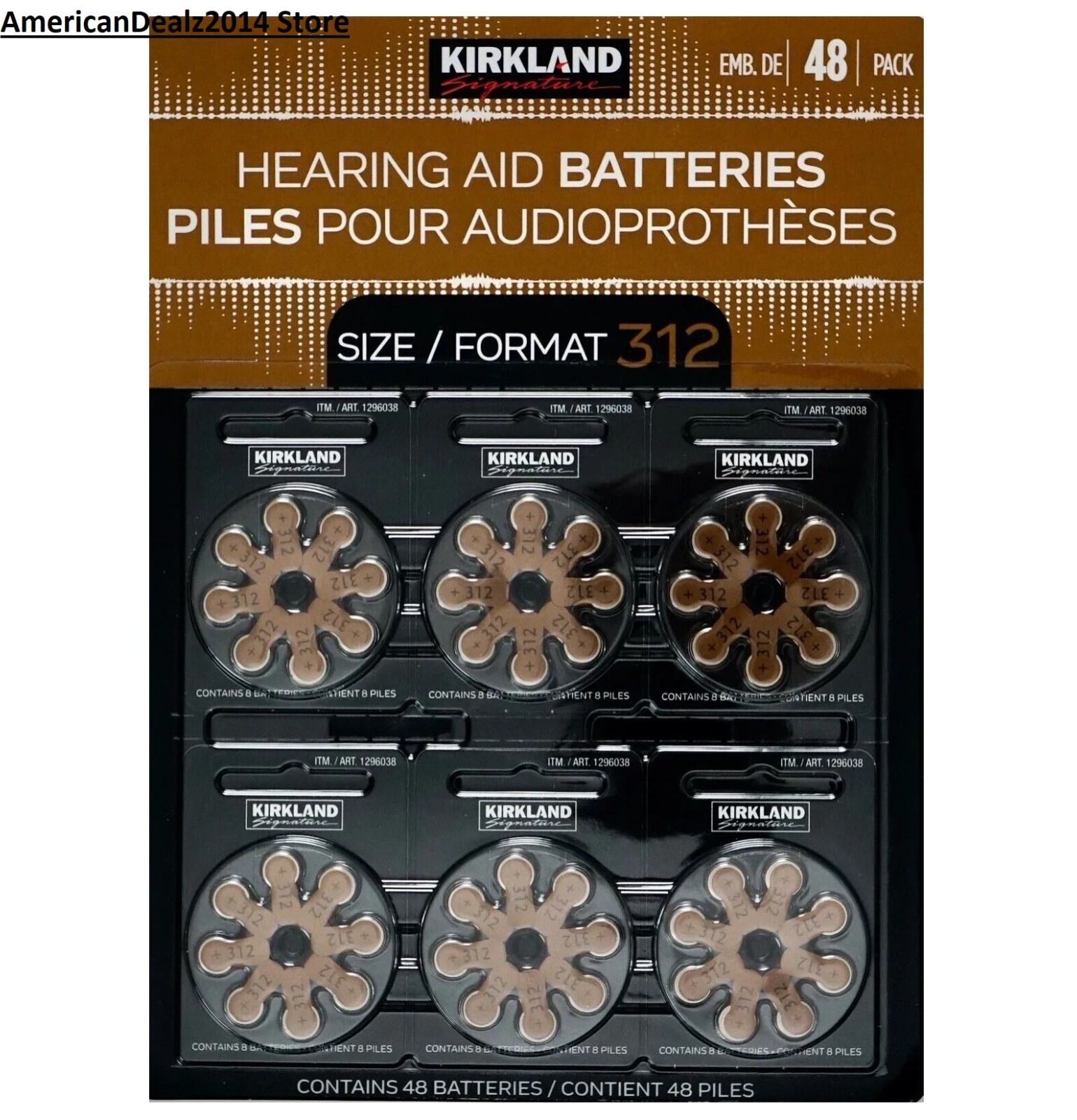 48 ct Kirkland Signature Hearing Aid Batteries #312 Zinc Air Long Lasting NEW!