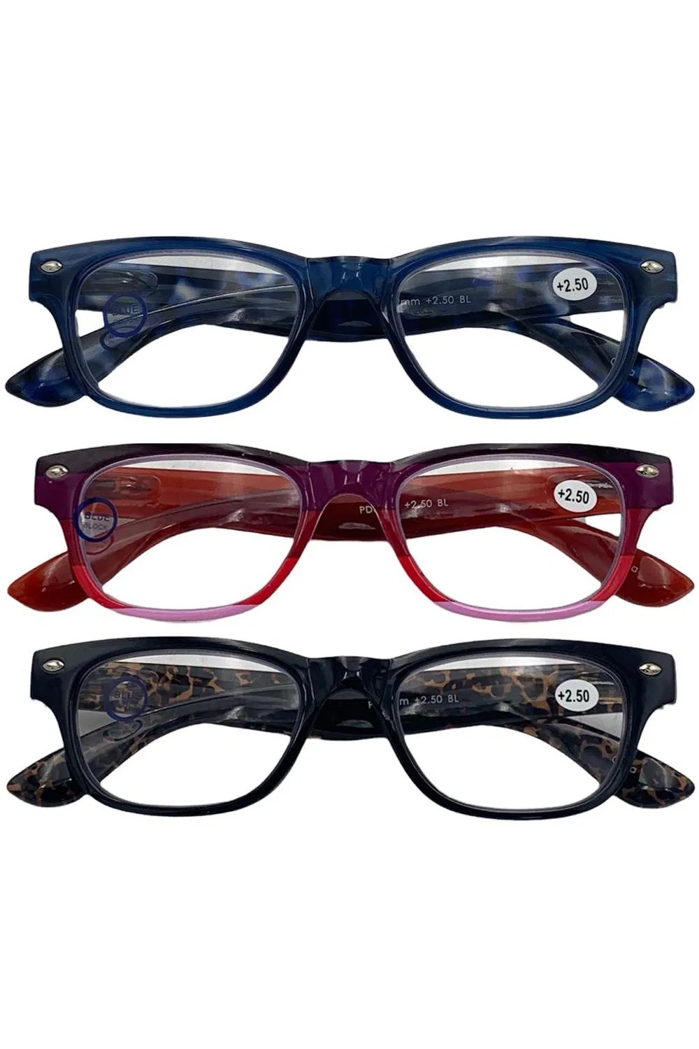 Hummingbird 3-pack Set Basel Blue Light Reading Glasses Multi