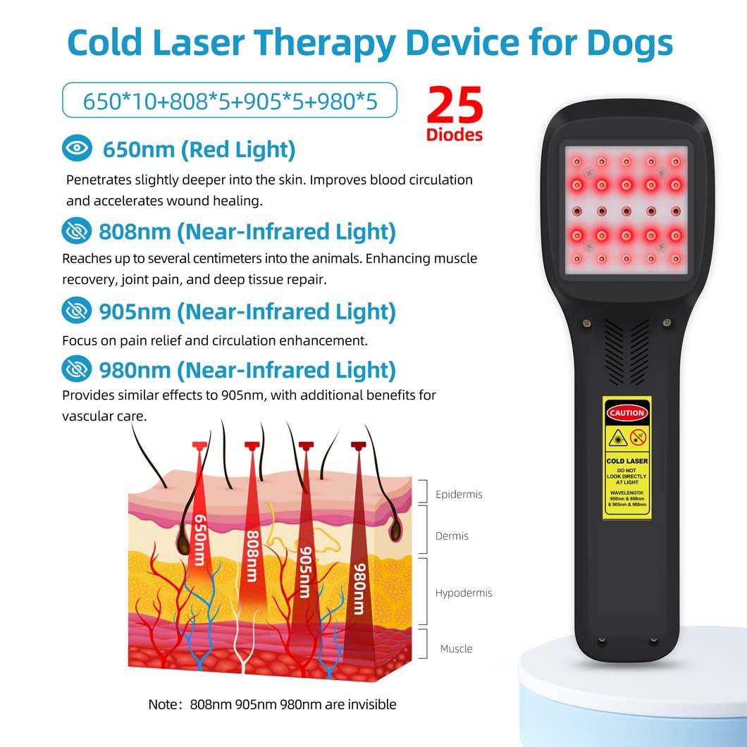 Handheld Red Light Therapy Device 25 Diodes Multi Wavelength Pain Relief System