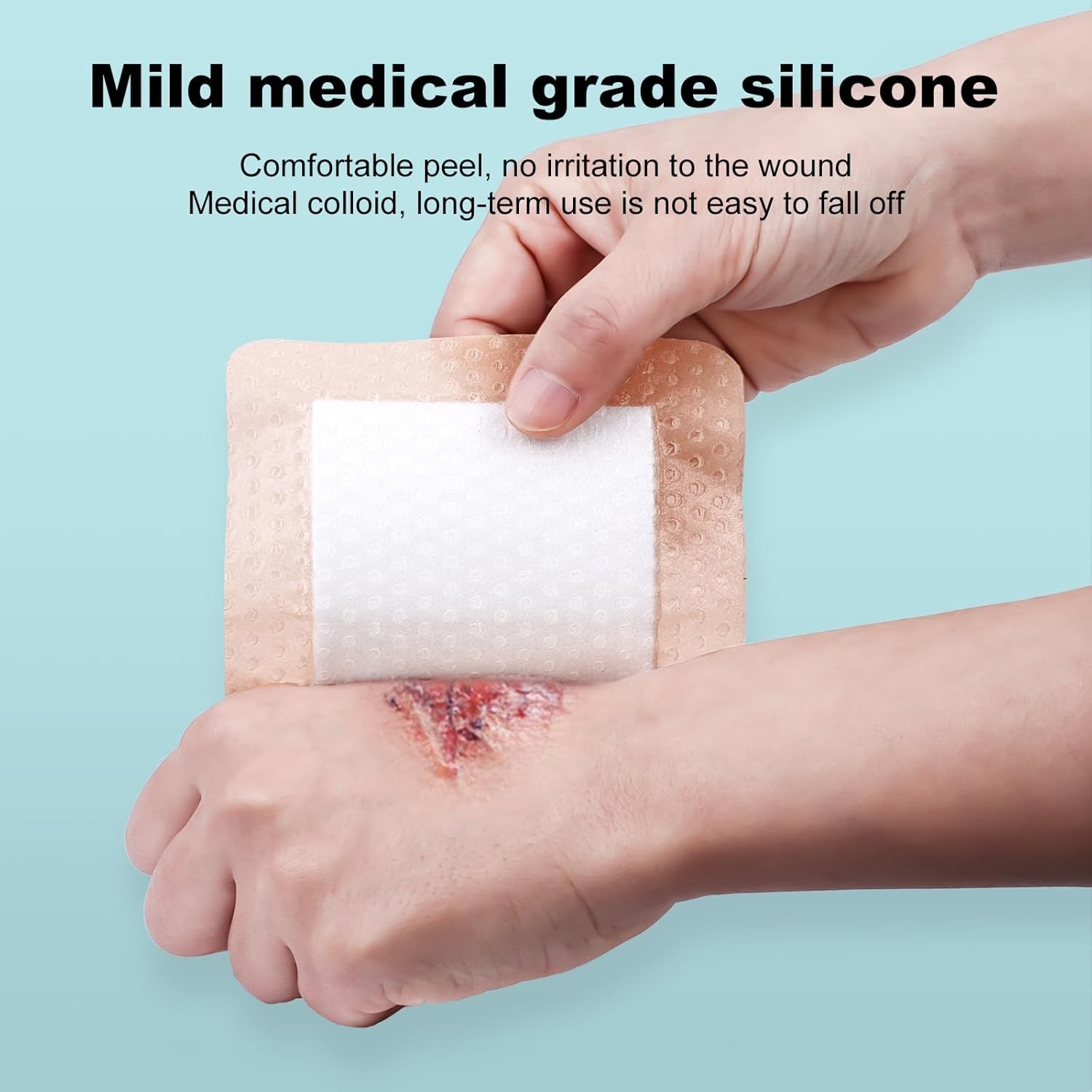 8Pcs Silicone Foam Dressing 4×4 Gentle Border, Waterproof Silicone Bandages f…