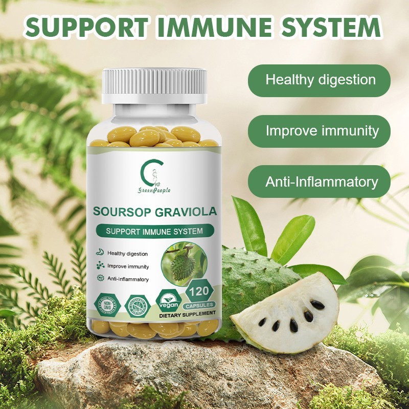 Soursop Graviola Capsules Leaf & Fruit Extract 120 Capsules High Potency 1000mg