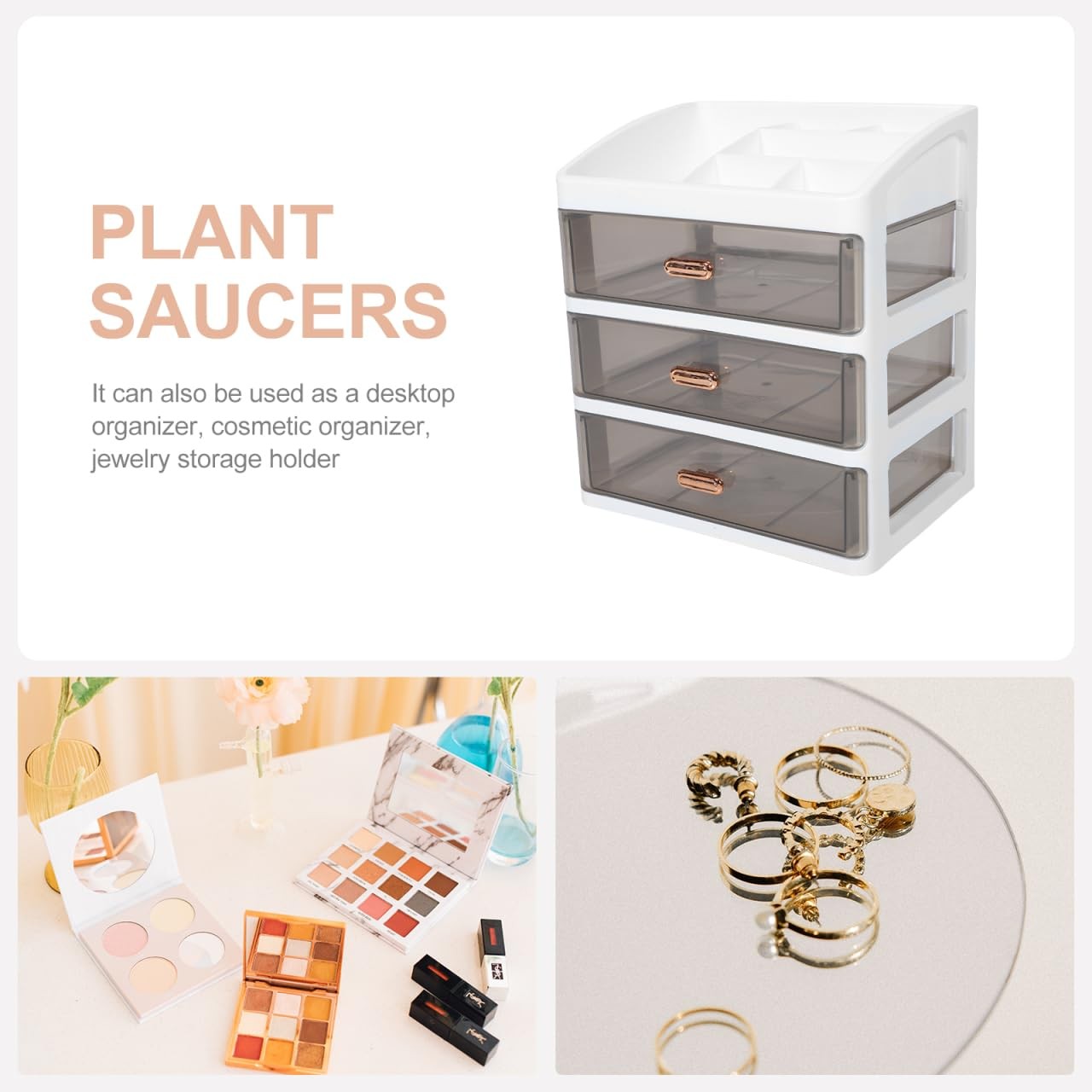 Ciieeo Makeup Organizer with Drawers Clear Acrylic 26.5x23cm, Assorted Color