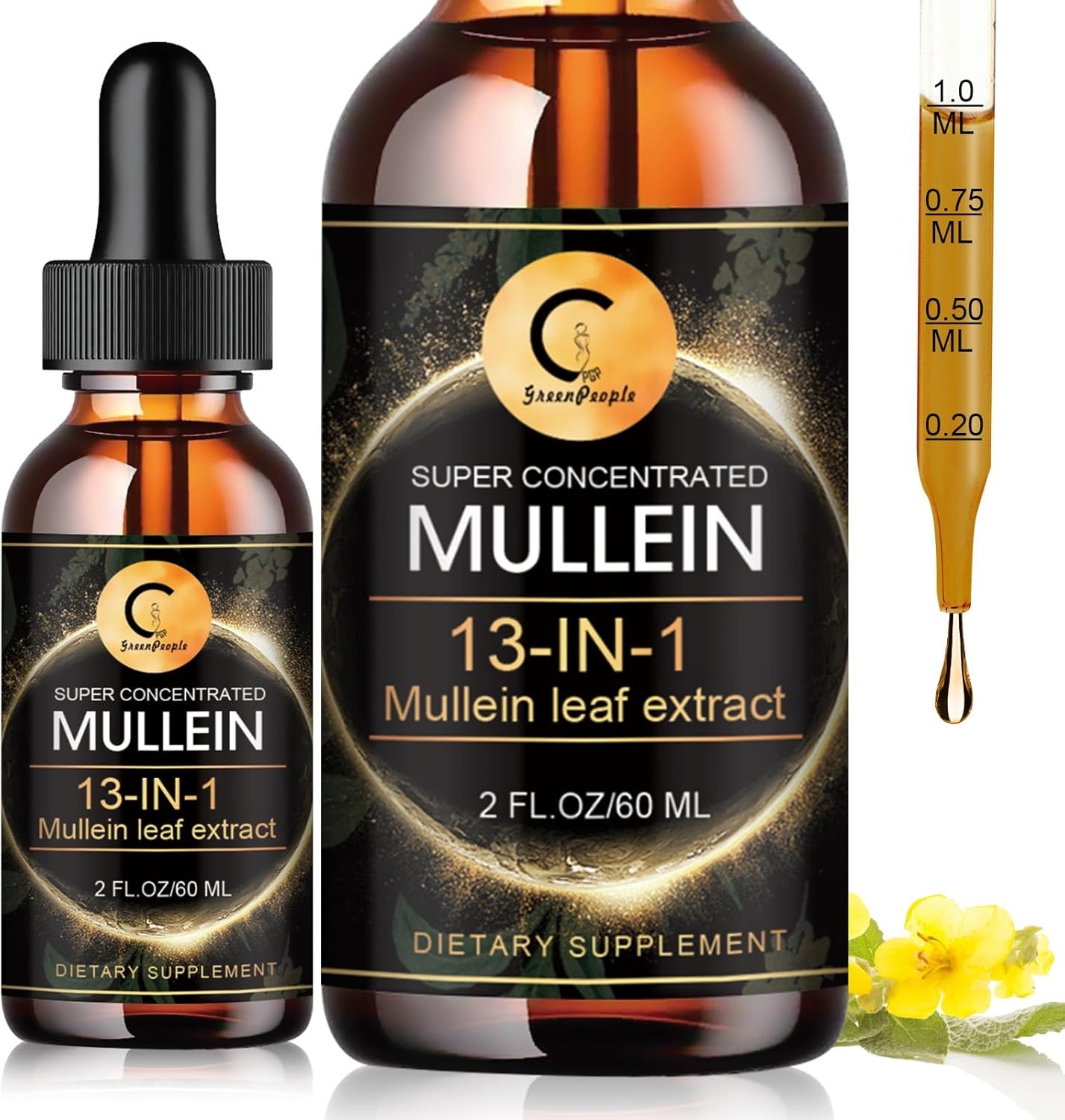 Mullein Leaf Tincture Natural Liquid Drops Extract 2 Oz Lungs Breath Respiratory