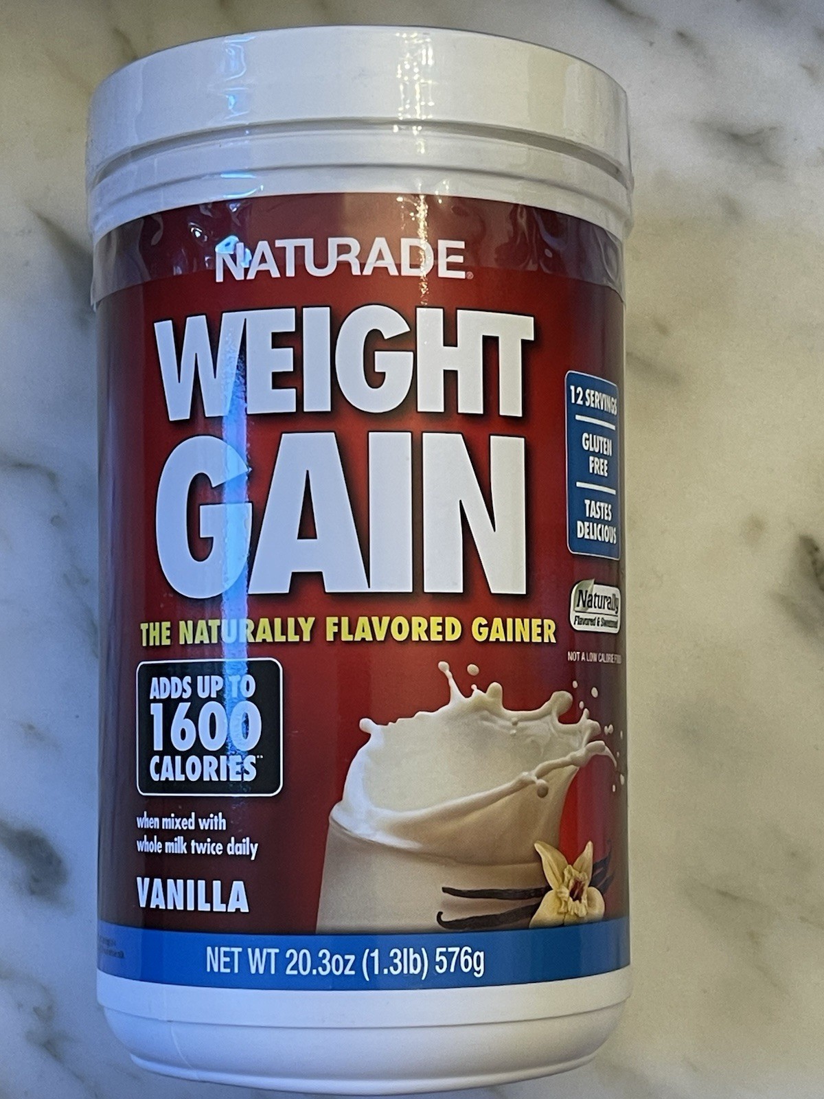 Naturade Weight Gain Vanilla Gluten-Free Powder 20.3oz 12 Servings DEC2026