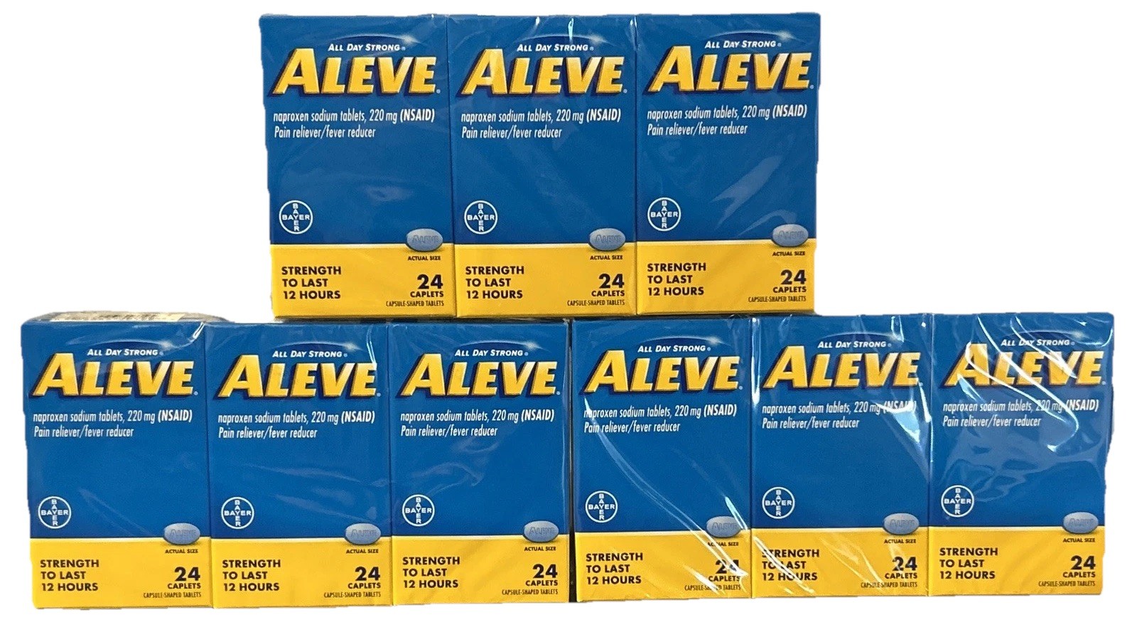 Aleve Pain/Fever Reducer Naproxen Sodium 216 Tablets (24×9) Exp 11/2028