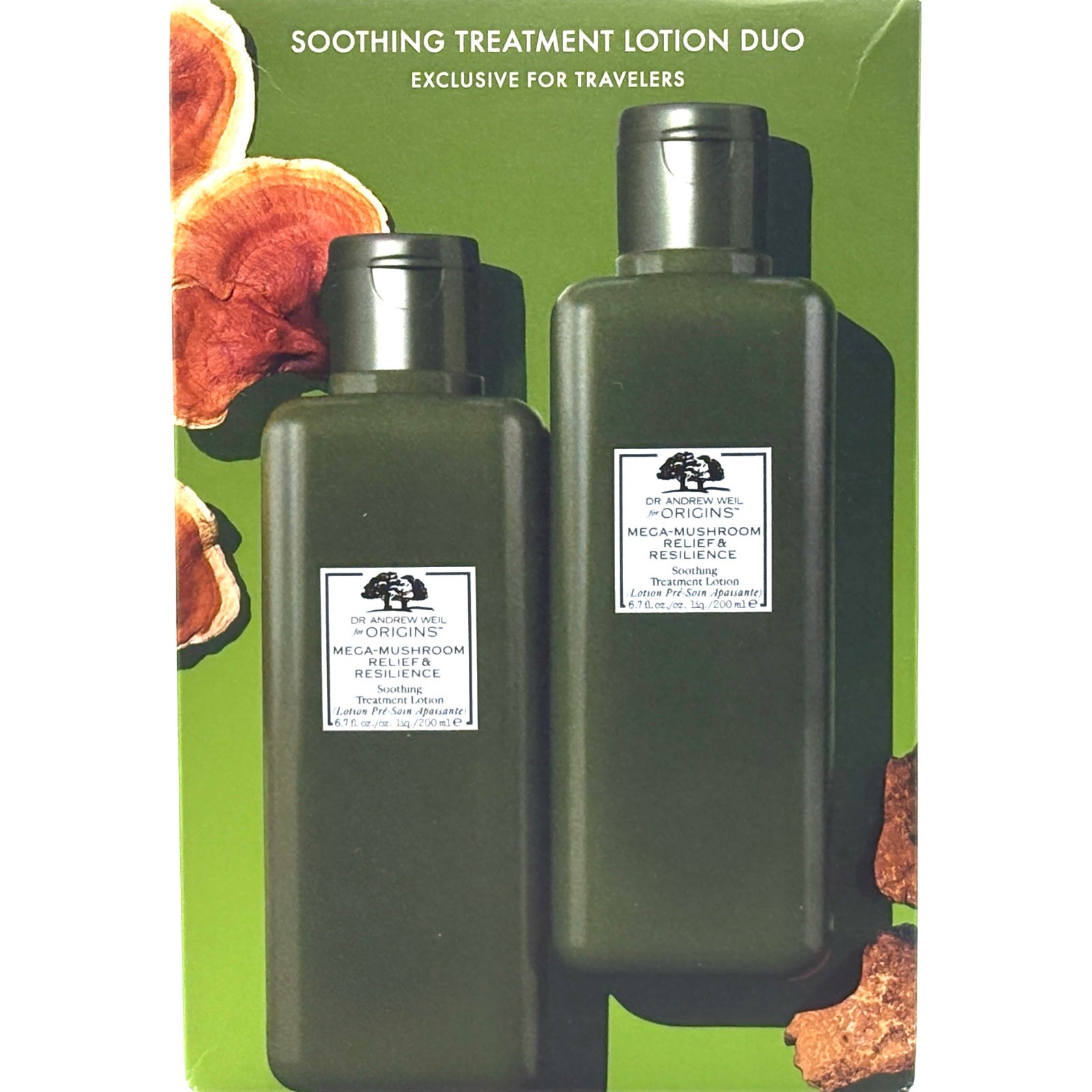 Origins Mega Mushroom Relief & Resilience Soothing Lotion Duo 13.4 oz New In Box