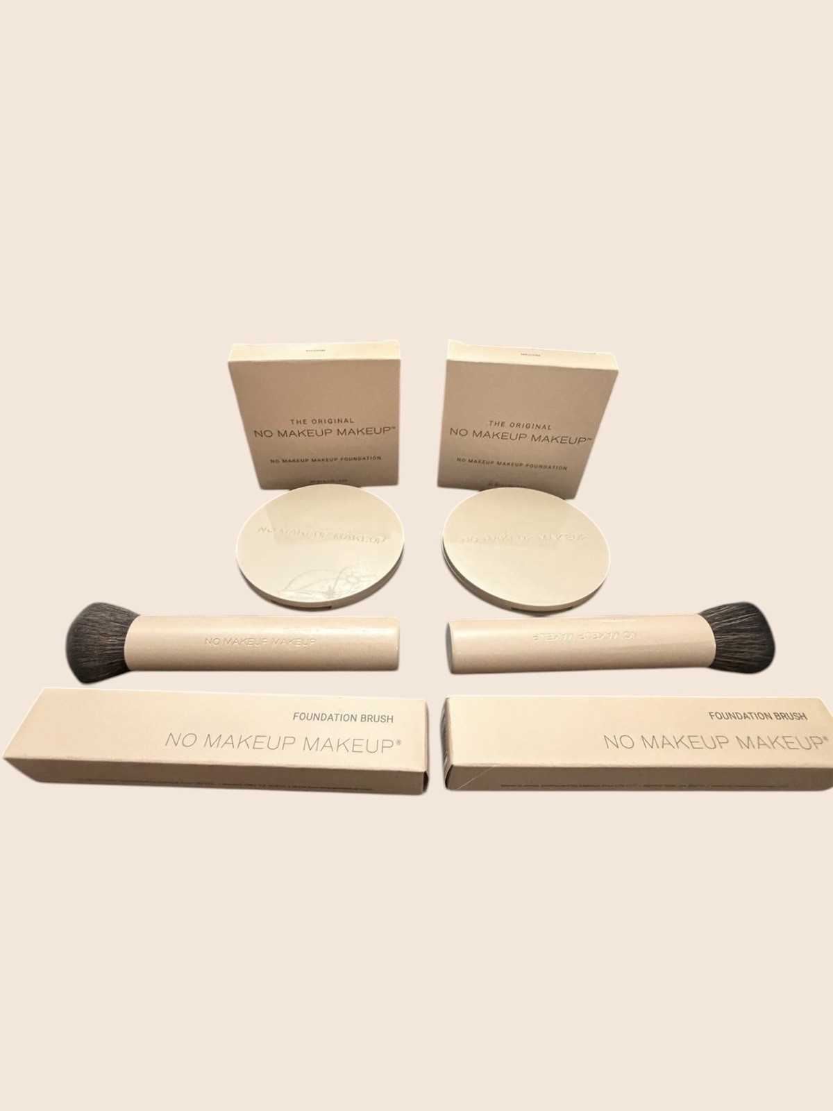 The Original No Makeup Makeup LIGHT cream LOT x2 Foundation & Brushes Damaged