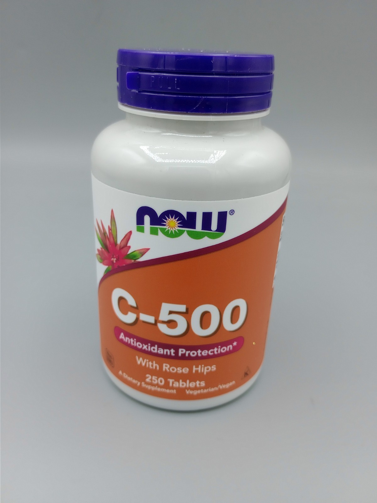 Vitamin C-500 w Rose Hips 250 Veg Tablets Expires 11/2027 NOW FOODS