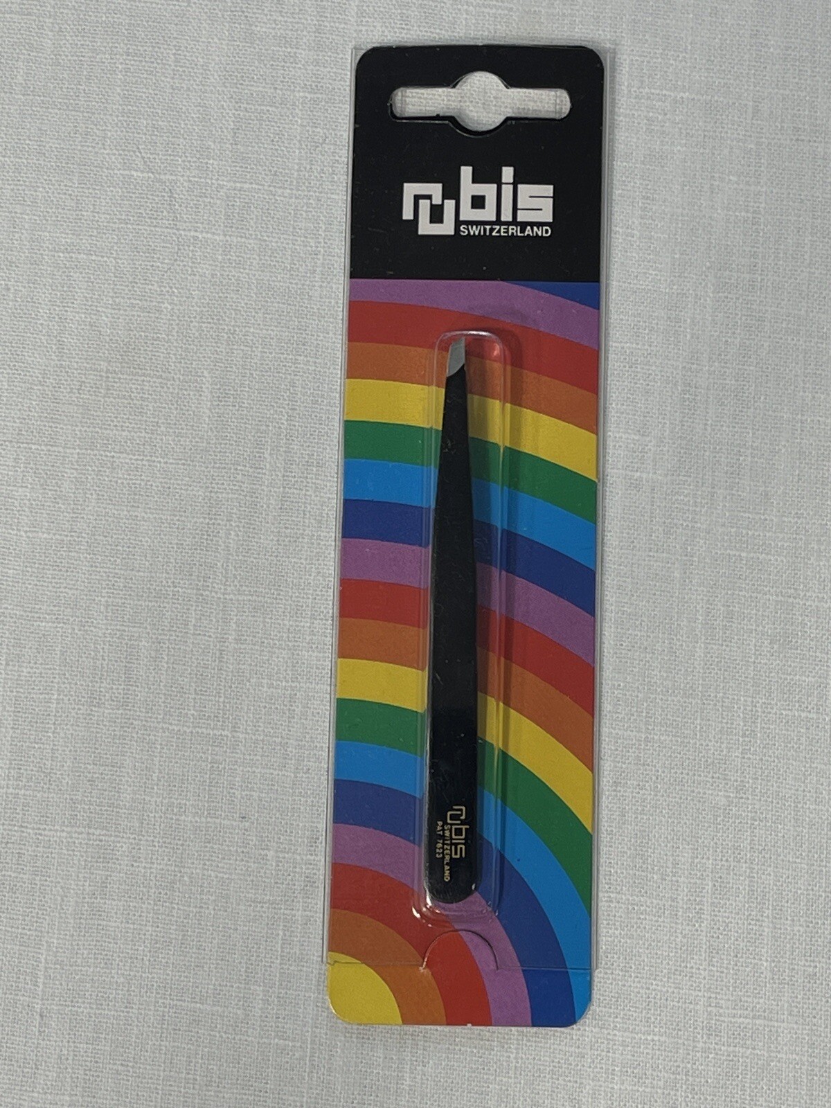 NEW Rubis Swiss Cosmetic Tweezers Switzerland Slanted Tip Black