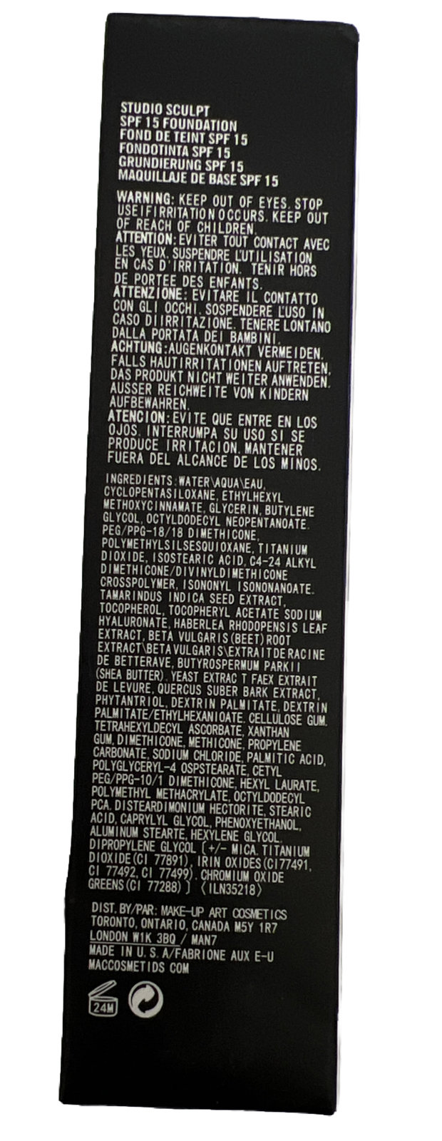 MAC Studio Sculpt Foundation SPF 15 (NC15)(40ml/1.3 fl oz) (New/Sealed In Box)