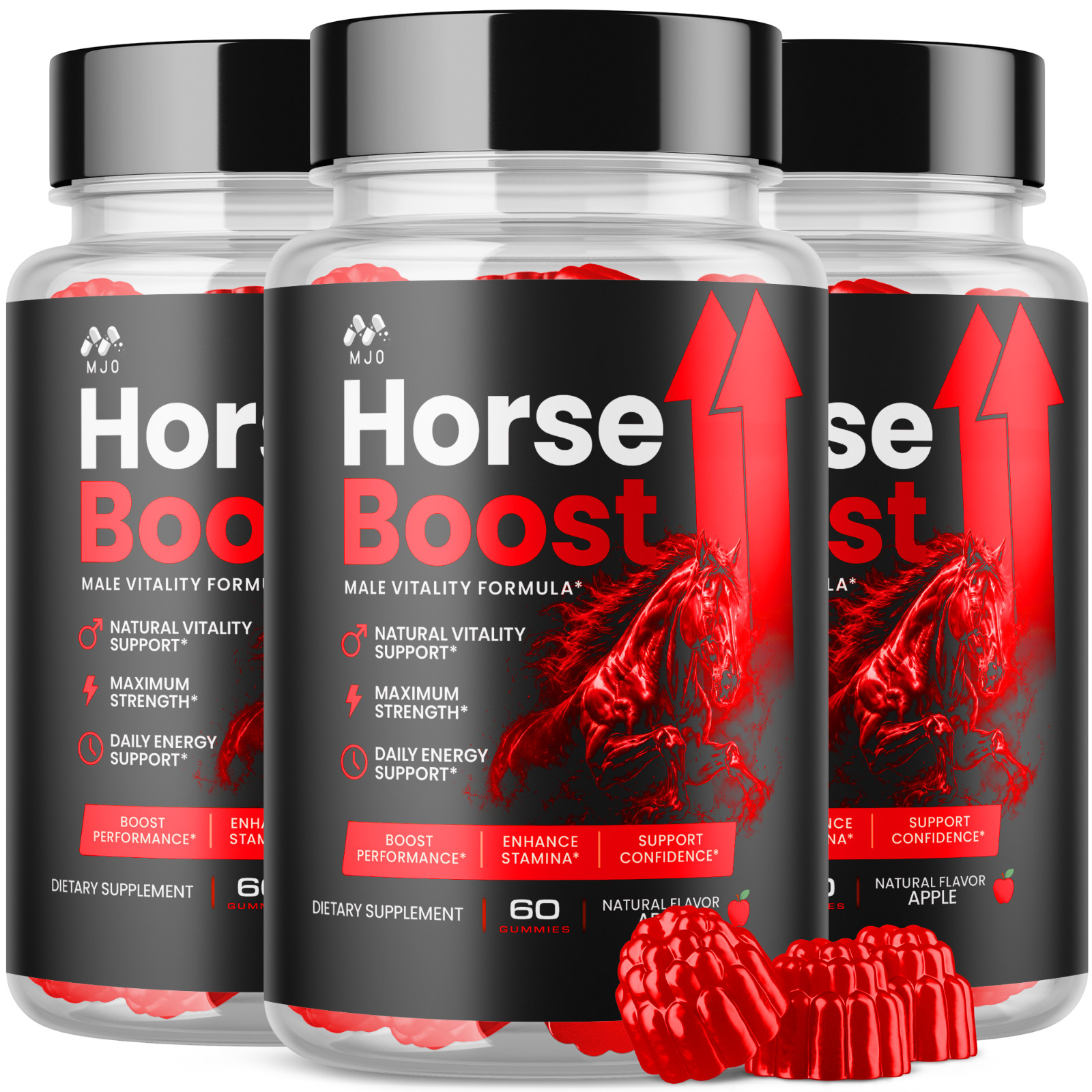 (3 Pack) Horse Boost Gummys Advanced Male Health Support HorseBoost 180 Gummies