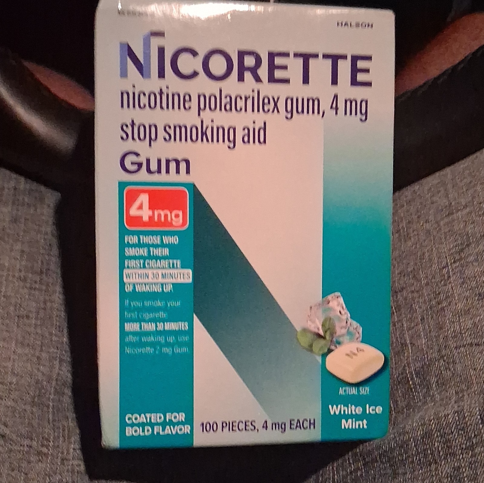 Nicorette Nicotine Polacrilex Gum 4mg White Ice Mint Flavor 100 Count