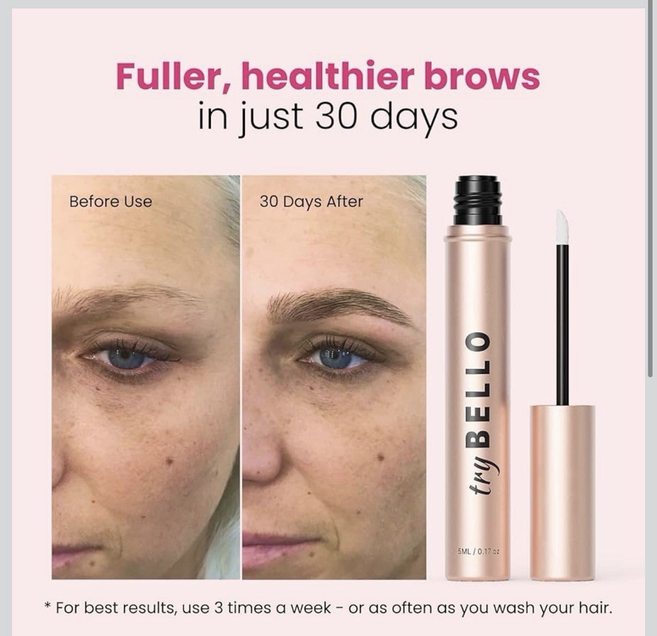 Try Bello Eyebrow Serum 5 ML / 0.17oz (pack of 3)New Sealed Eye Brow Serum
