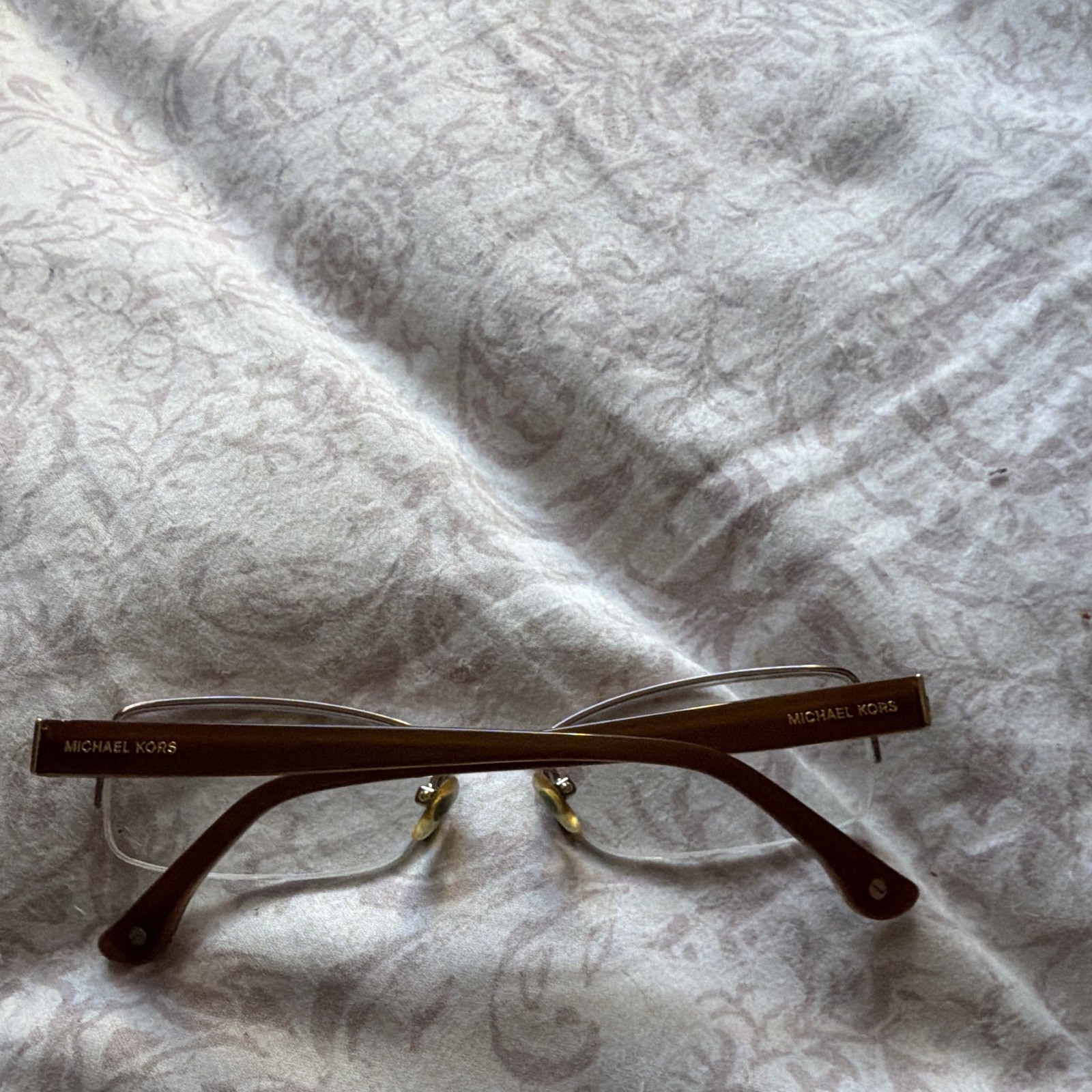 Michael Kors Rimless Eyeglasses Frames Brown Solid Metal/Plastic Designer