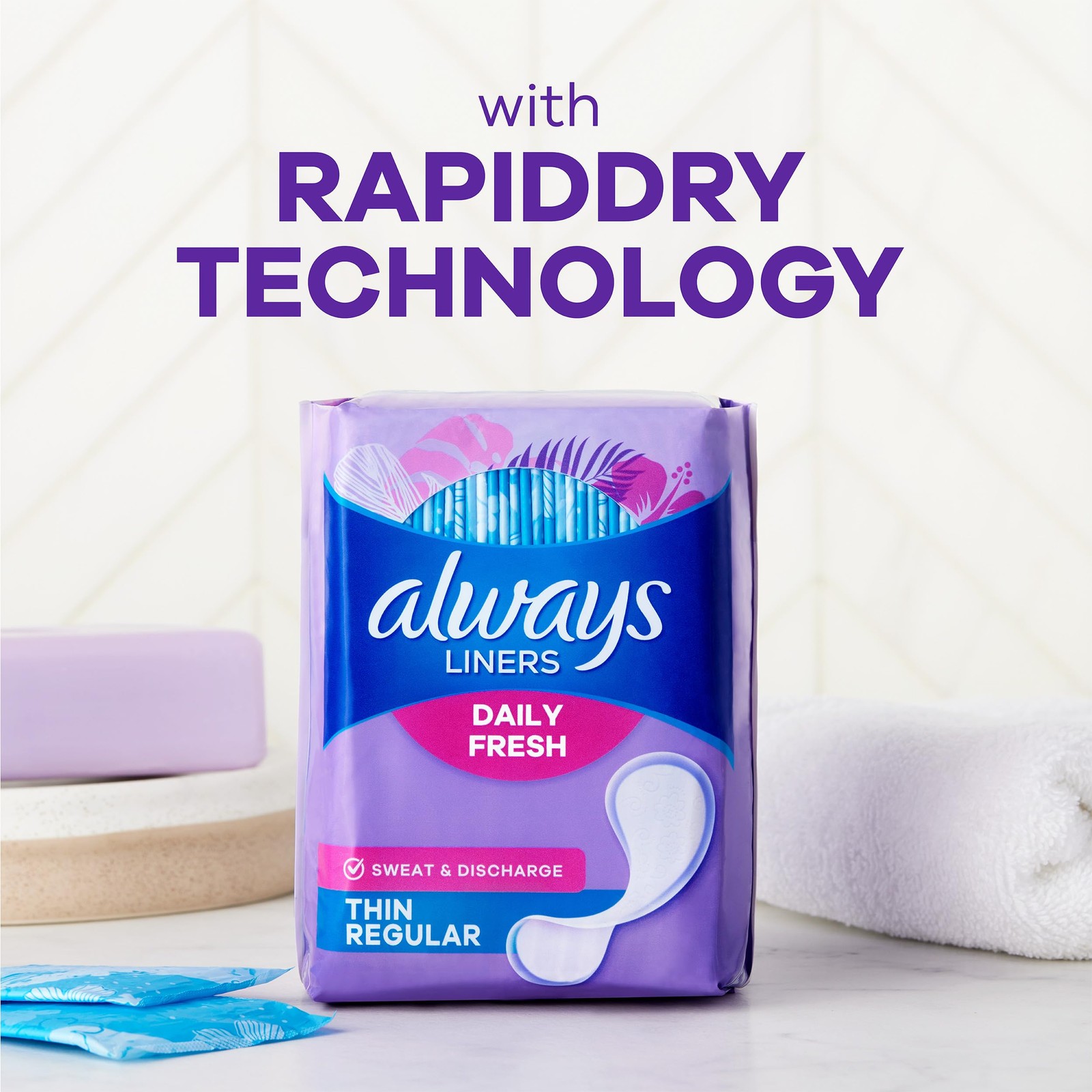 Always Daily Fresh Thin Liners, Regular Absorbency, Unscented Panty