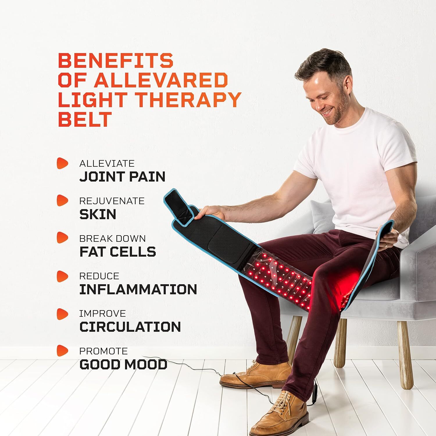 Lifepro AllevaRed Red Light Therapy Cloth Wrap Belt, Black