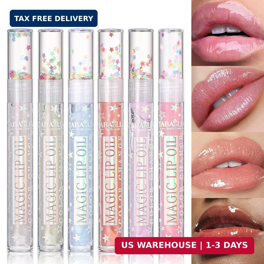 Shimmery Glitter Lip Gloss 6 Colors Liquid Lipstick Set Plumping Lip Oil | Syrup