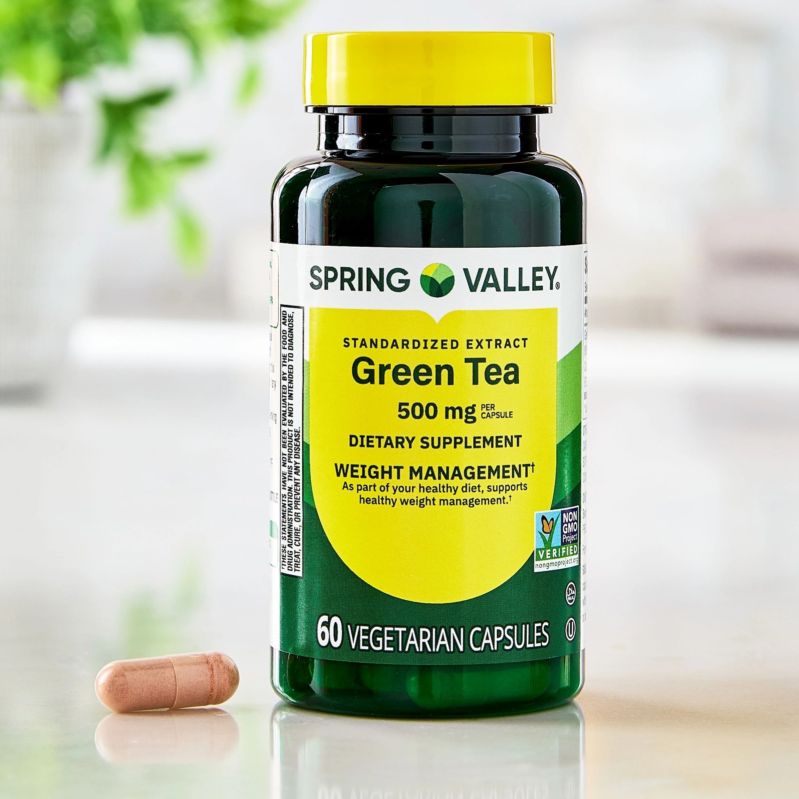 Spring Valley Green Tea Extract 500mg Vegetarian Capsules Supplement 60 Ct