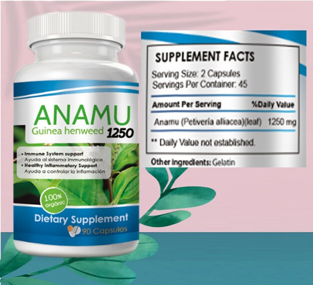 180Caps ANAMU 1250mg Circulatory System Low Sugar support 100% 180 cap