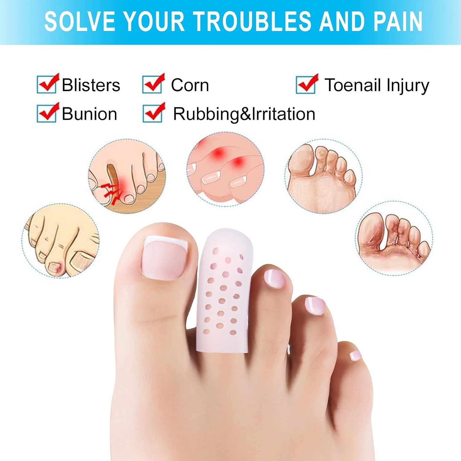 10Pcs Gel Toe Cap Silicone Toe Protector Toe Guards Cushion Set for Corn Callus